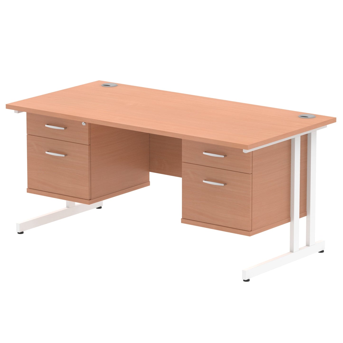 Impulse 1600mm Cantilever Straight Desk With Two Fixed Pedestal