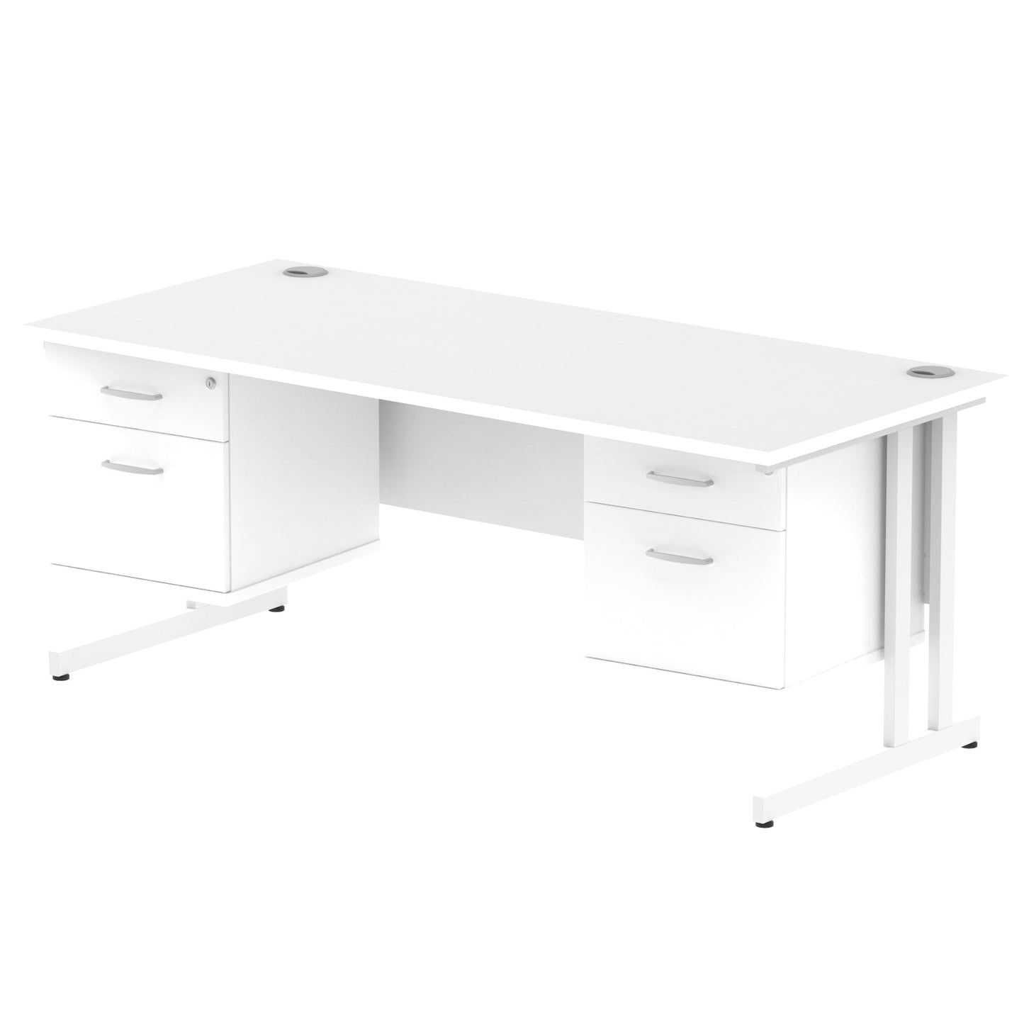 Impulse 1800mm Cantilever Straight Desk With Two Fixed Pedestal