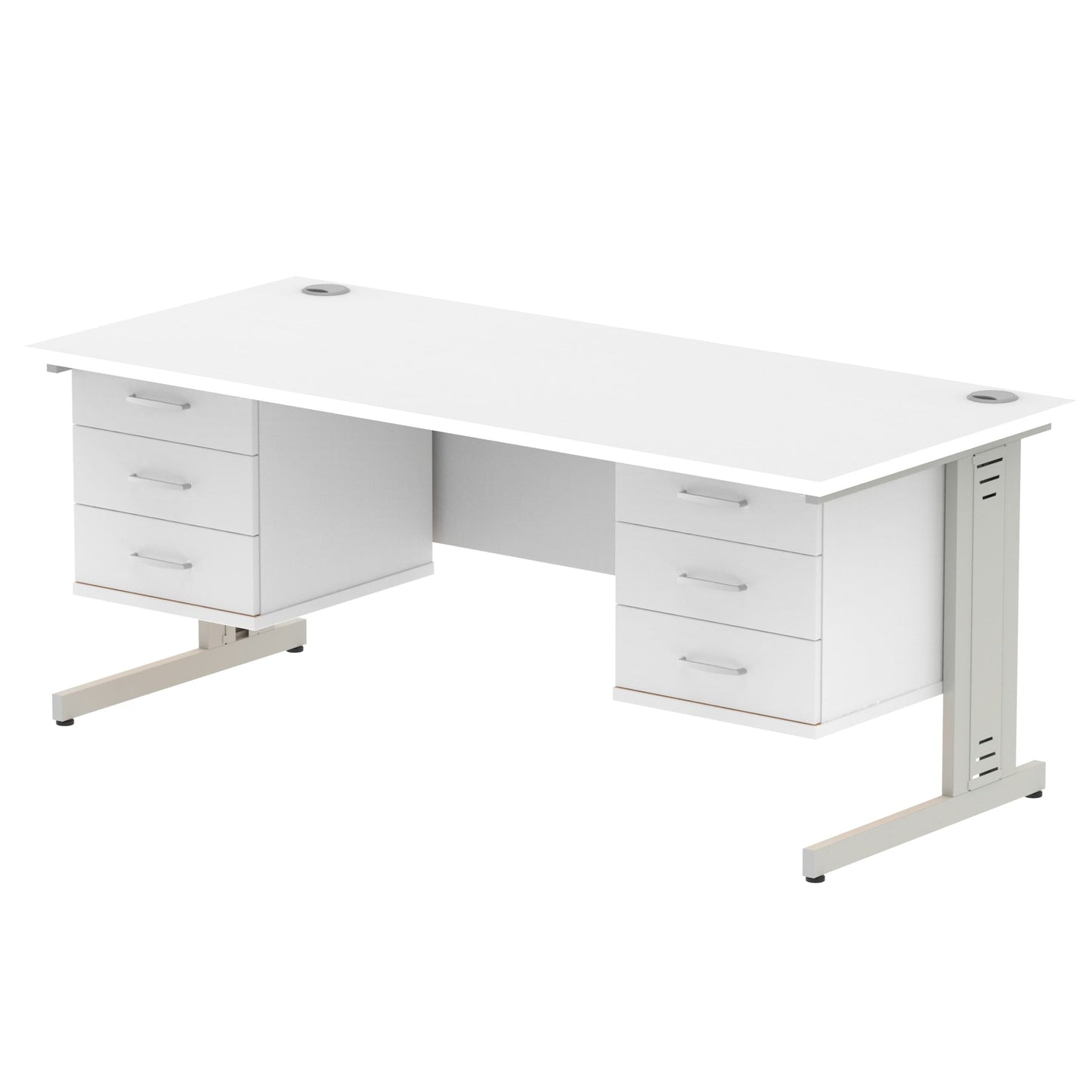 Impulse 1800mm Cable Managed Straight Desk With Two Fixed Pedestal