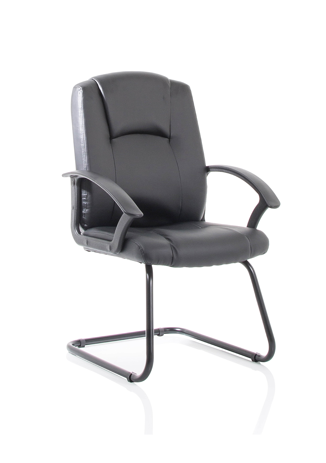 Bella Medium Back Black Bonded Leather Black Frame Cantilever Visitor Chair