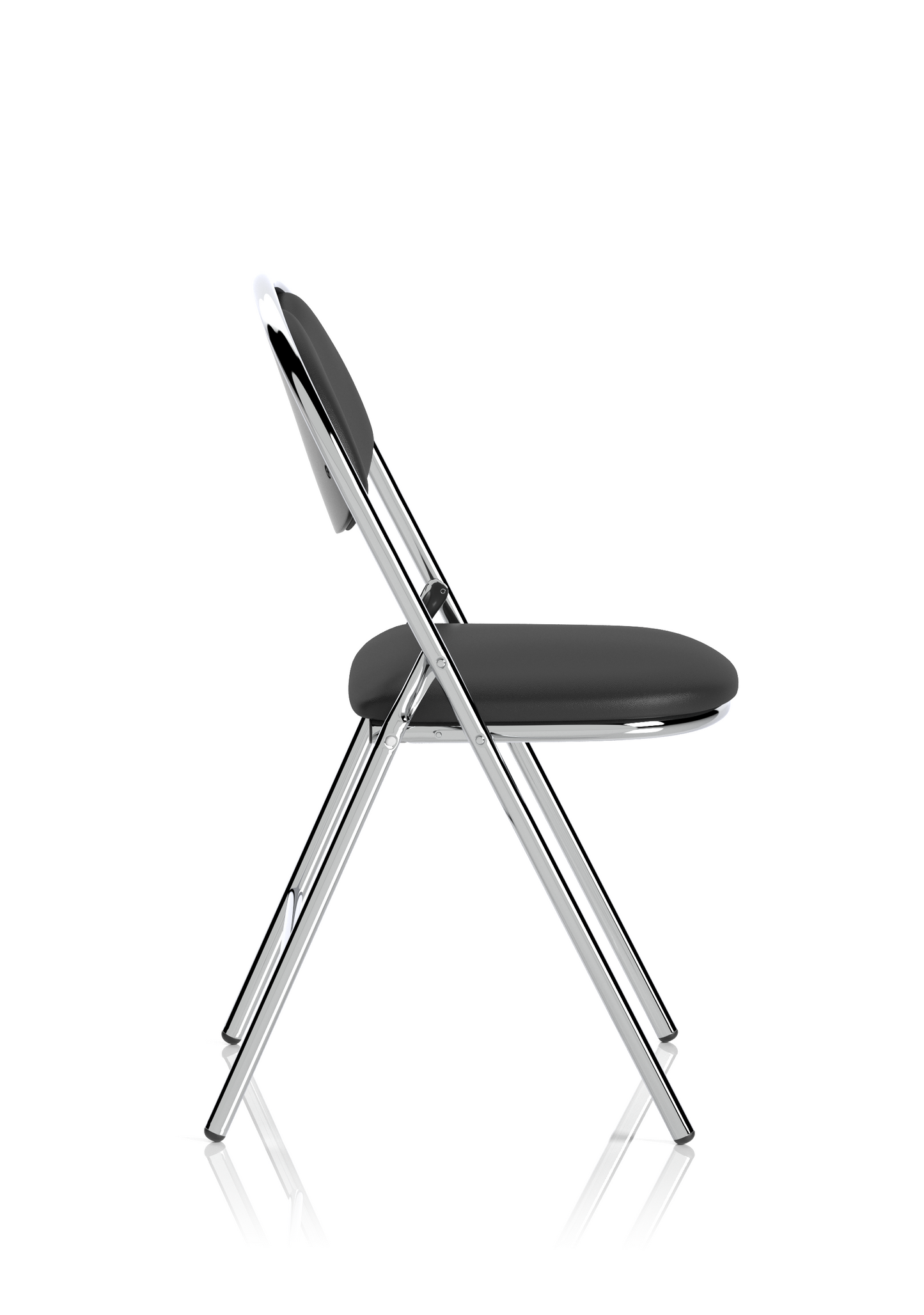 Milan High Back Black Vinyl Chrome Frame Folding Visitor Chair