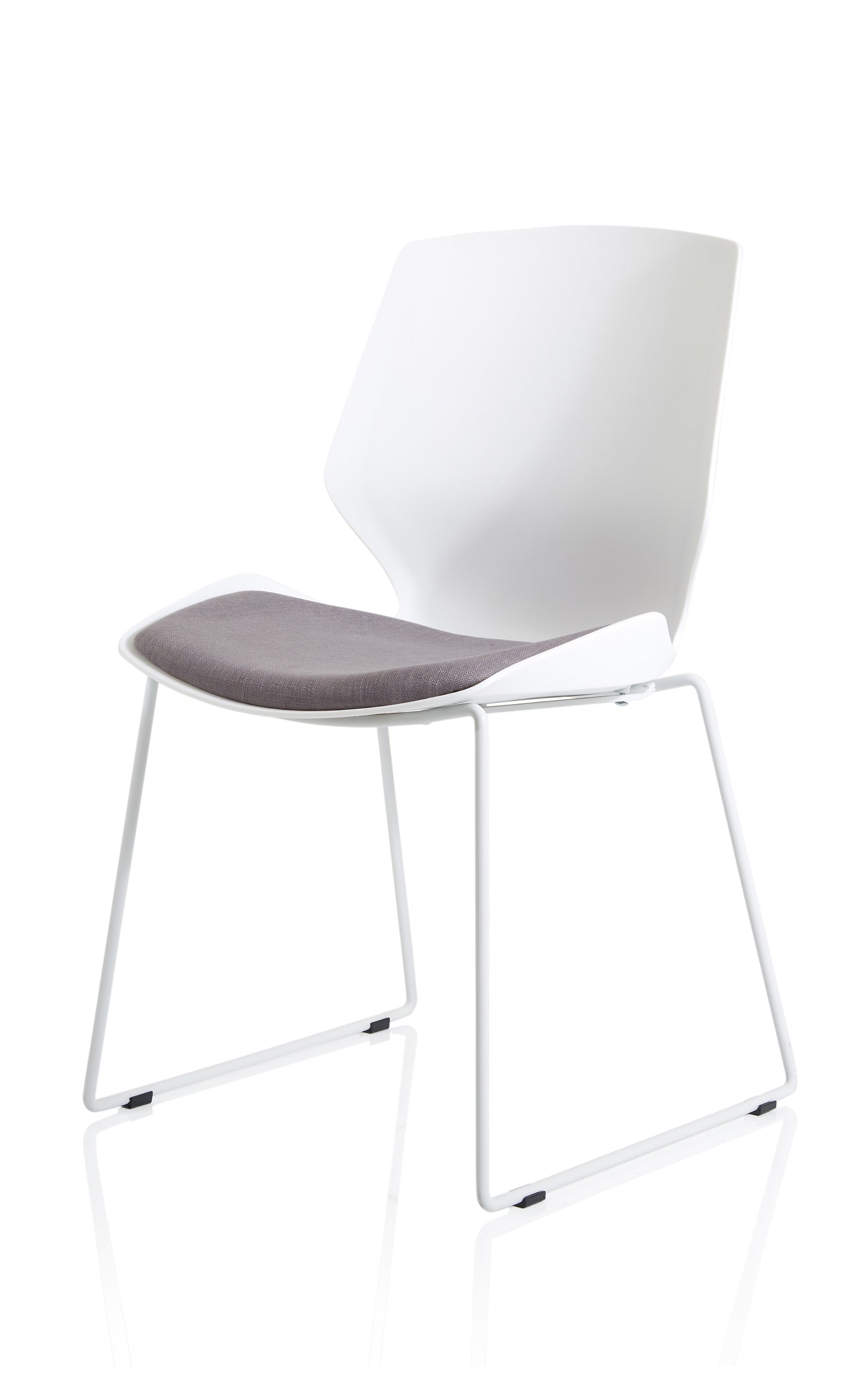 Florence Sled White Frame Fabric Seat Visitor Chair