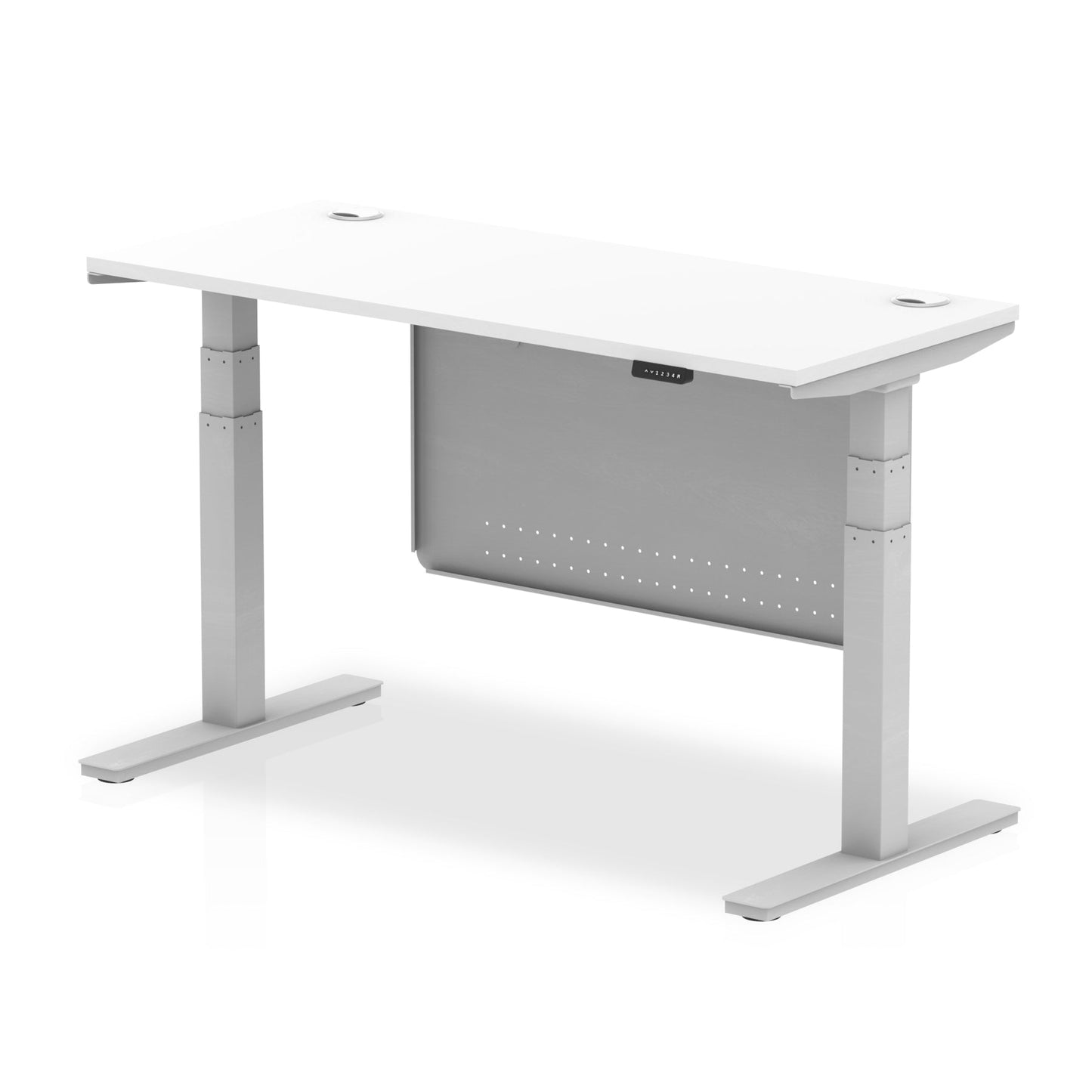 Air Height Adjustable Slimline Desk With Cable Ports With Steel Modesty Panel