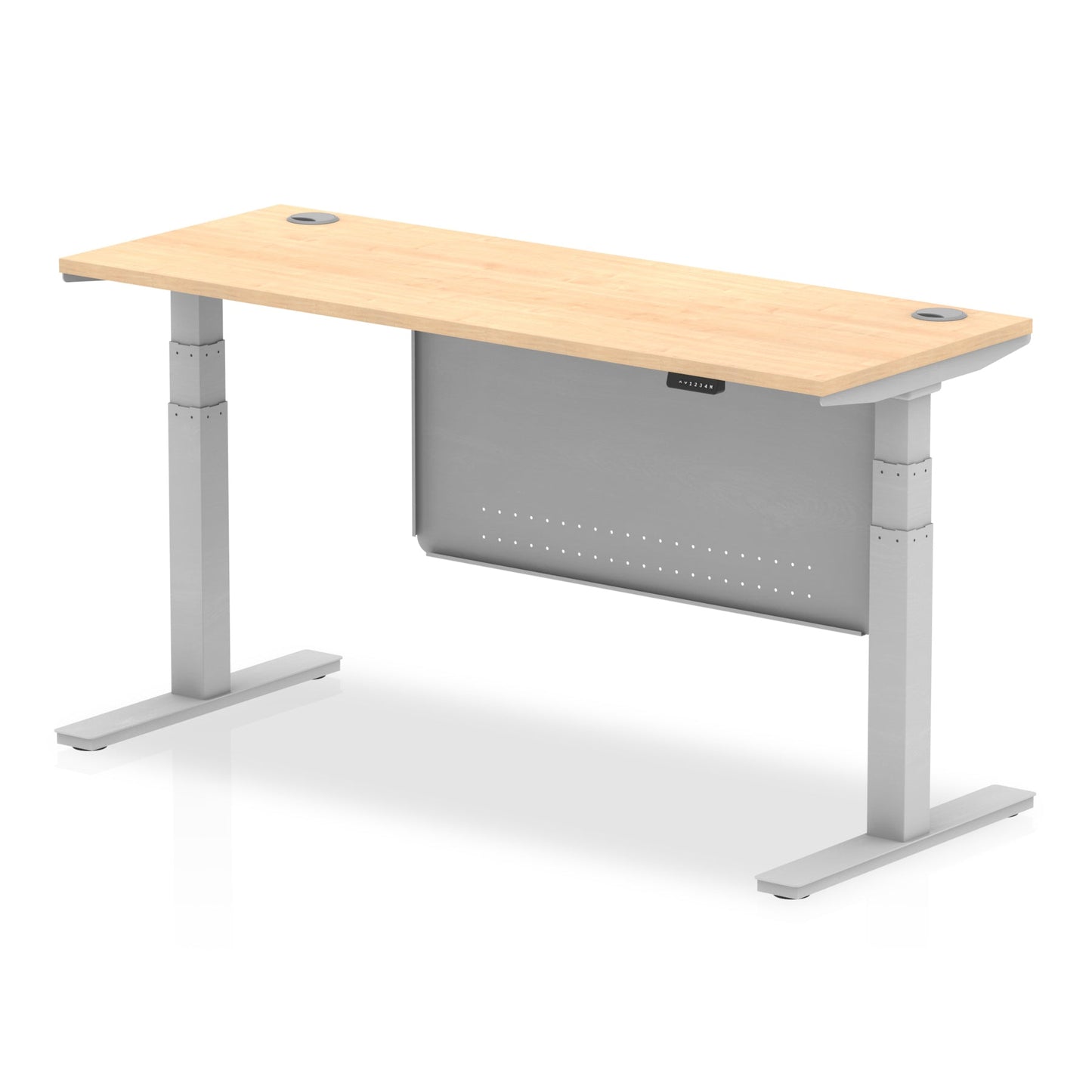 Air Height Adjustable Slimline Desk With Cable Ports With Steel Modesty Panel