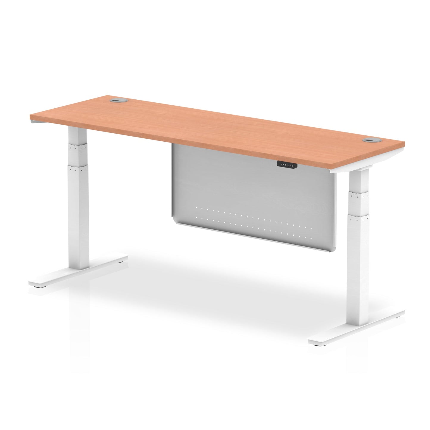 Air Height Adjustable Slimline Desk With Cable Ports With Steel Modesty Panel