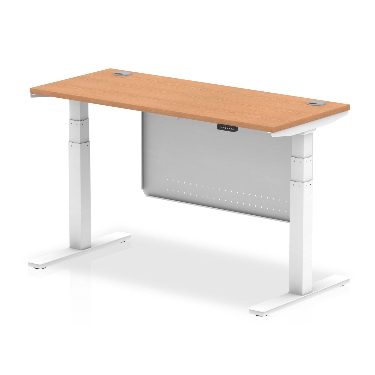 Air Height Adjustable Slimline Desk With Cable Ports With Steel Modesty Panel