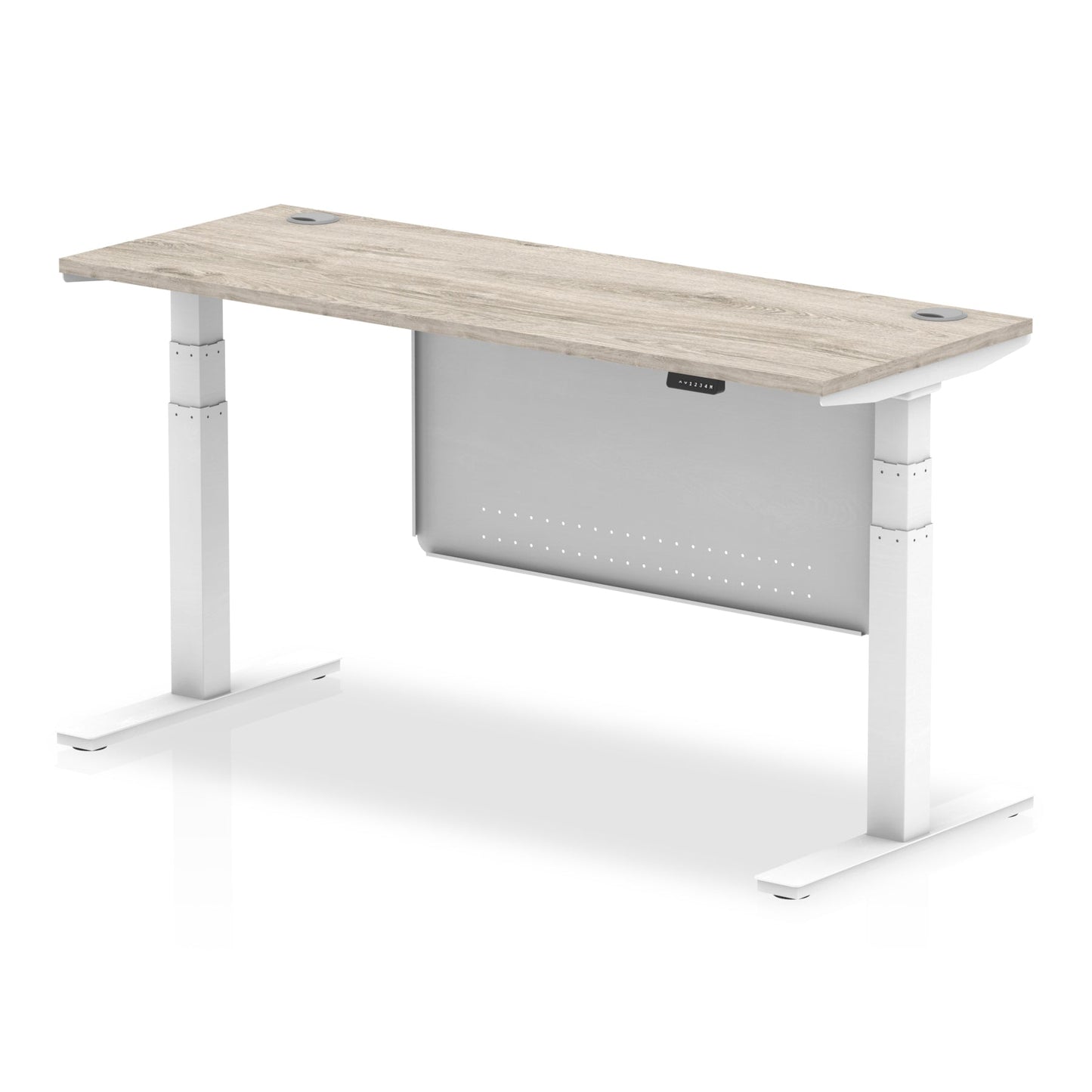 Air Height Adjustable Slimline Desk With Cable Ports With Steel Modesty Panel