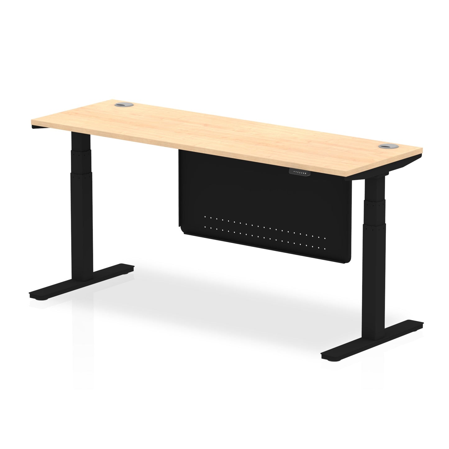 Air Height Adjustable Slimline Desk With Cable Ports With Steel Modesty Panel