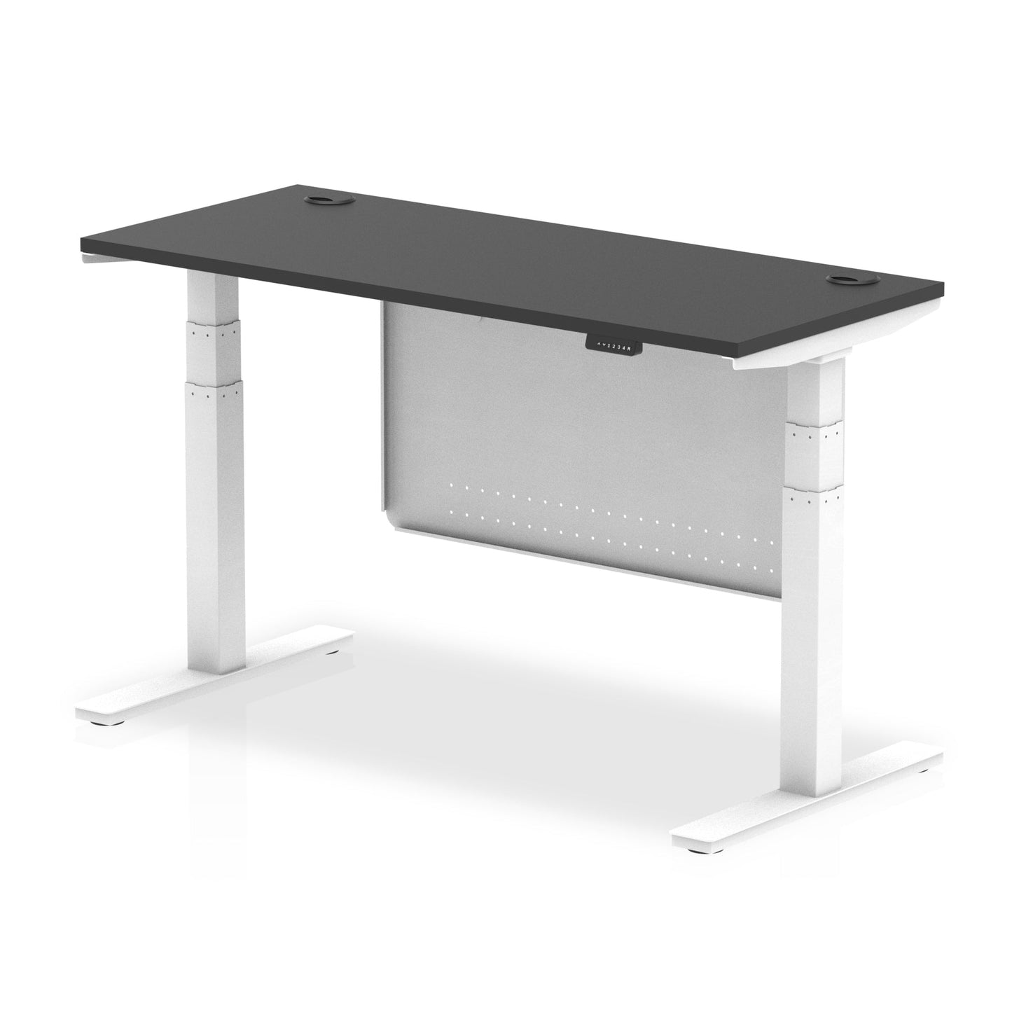 Air Height Adjustable Black Series Slimline Desk with Cable Ports with Steel Modesty Panel