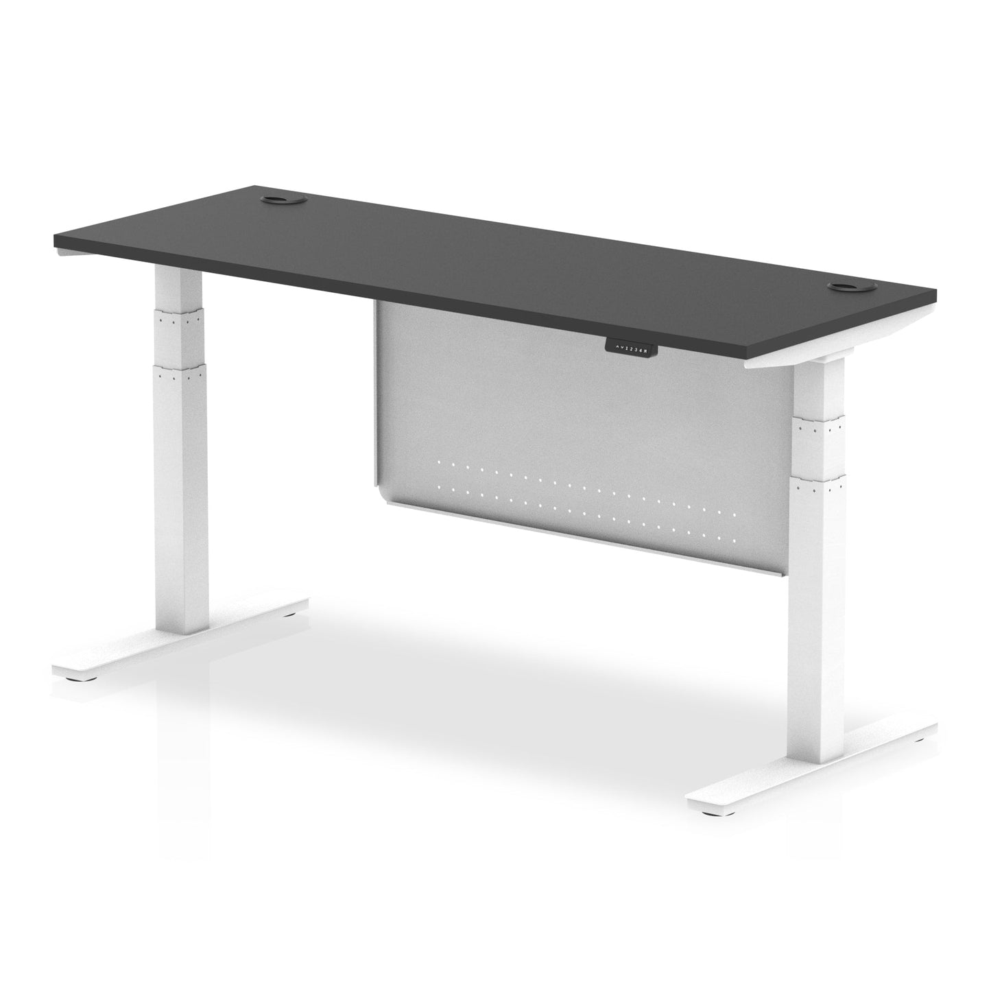 Air Height Adjustable Black Series Slimline Desk with Cable Ports with Steel Modesty Panel