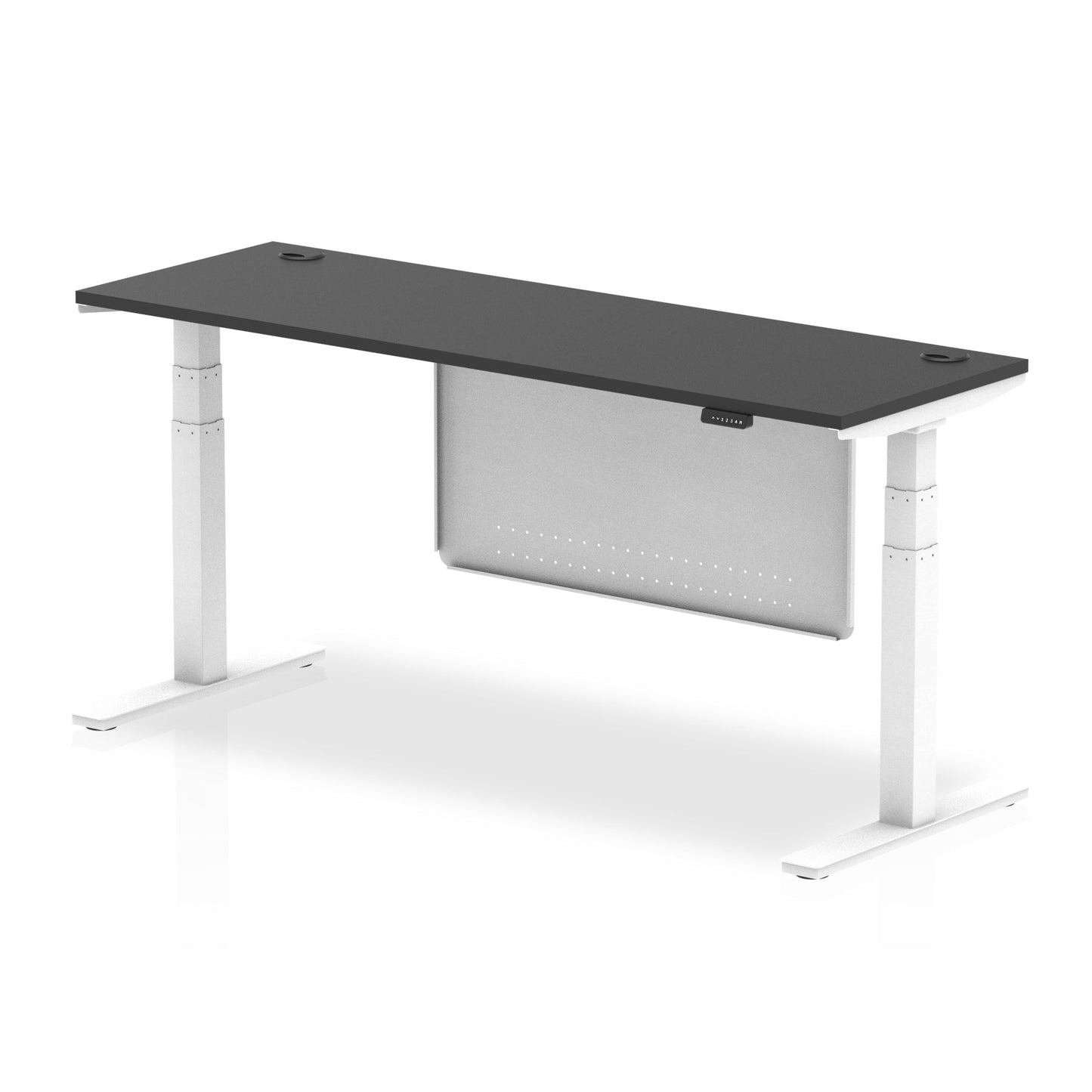 Air Height Adjustable Black Series Slimline Desk with Cable Ports with Steel Modesty Panel