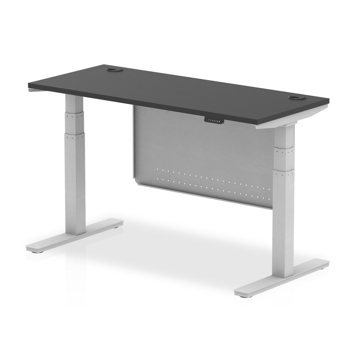 Air Height Adjustable Black Series Slimline Desk with Cable Ports with Steel Modesty Panel