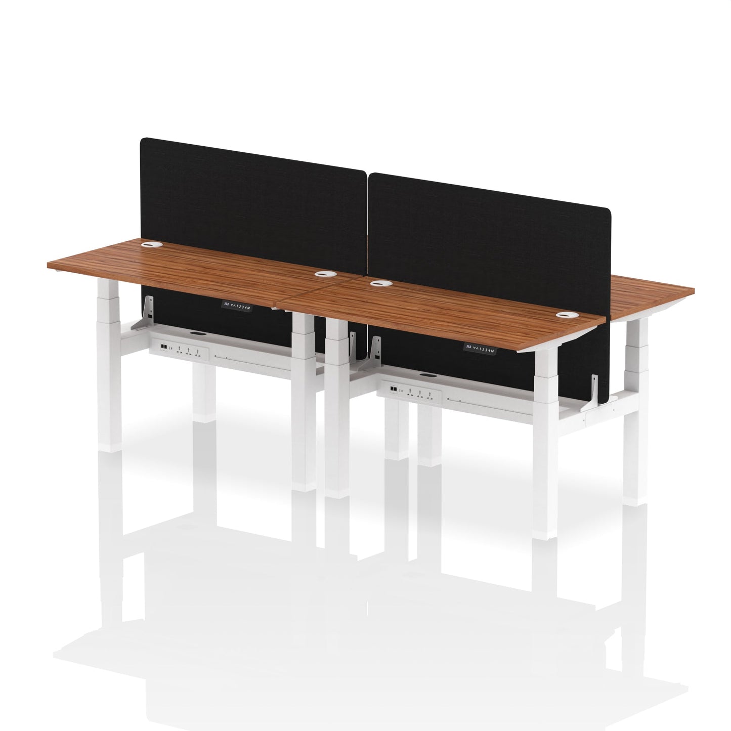 Air Back-to-Back Slimline Height Adjustable Bench Desk - 4 Person with Black Straight Screen