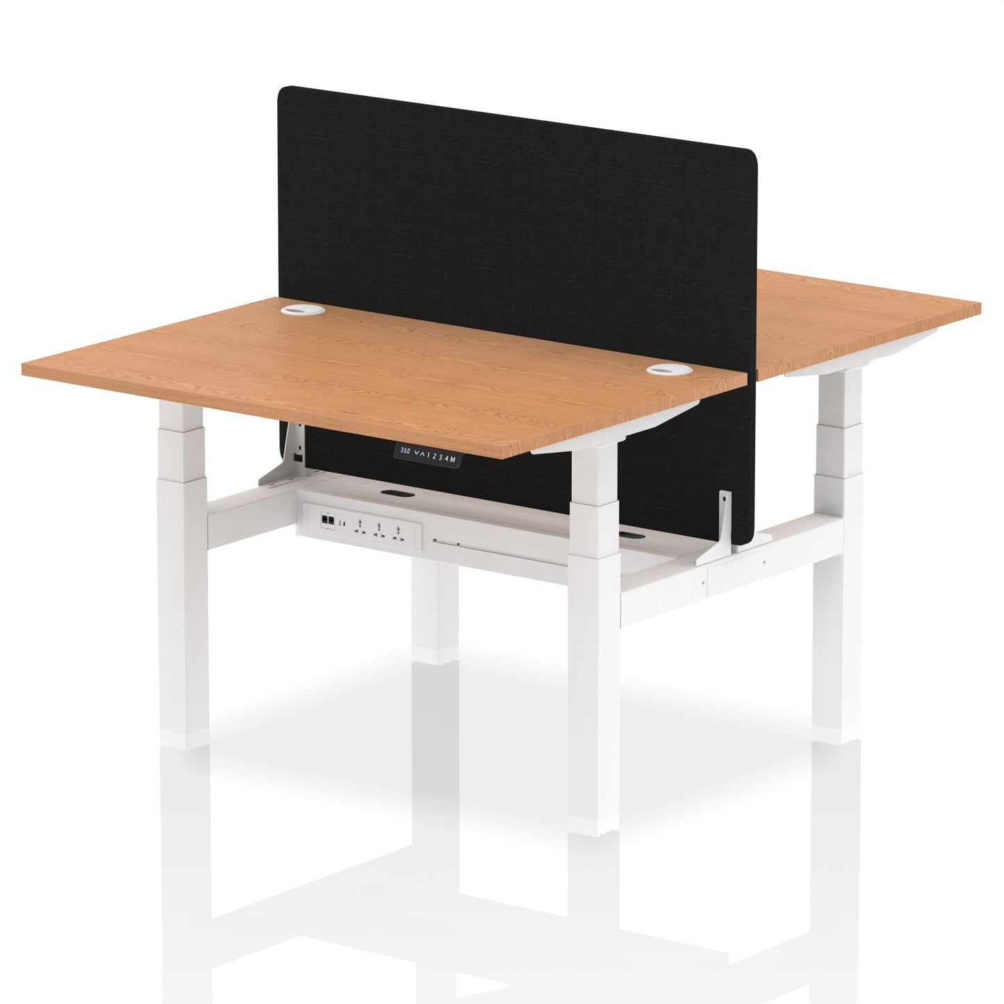 Air Back-to-Back Height Adjustable Bench Desk - 2 Person with Black Straight Screen