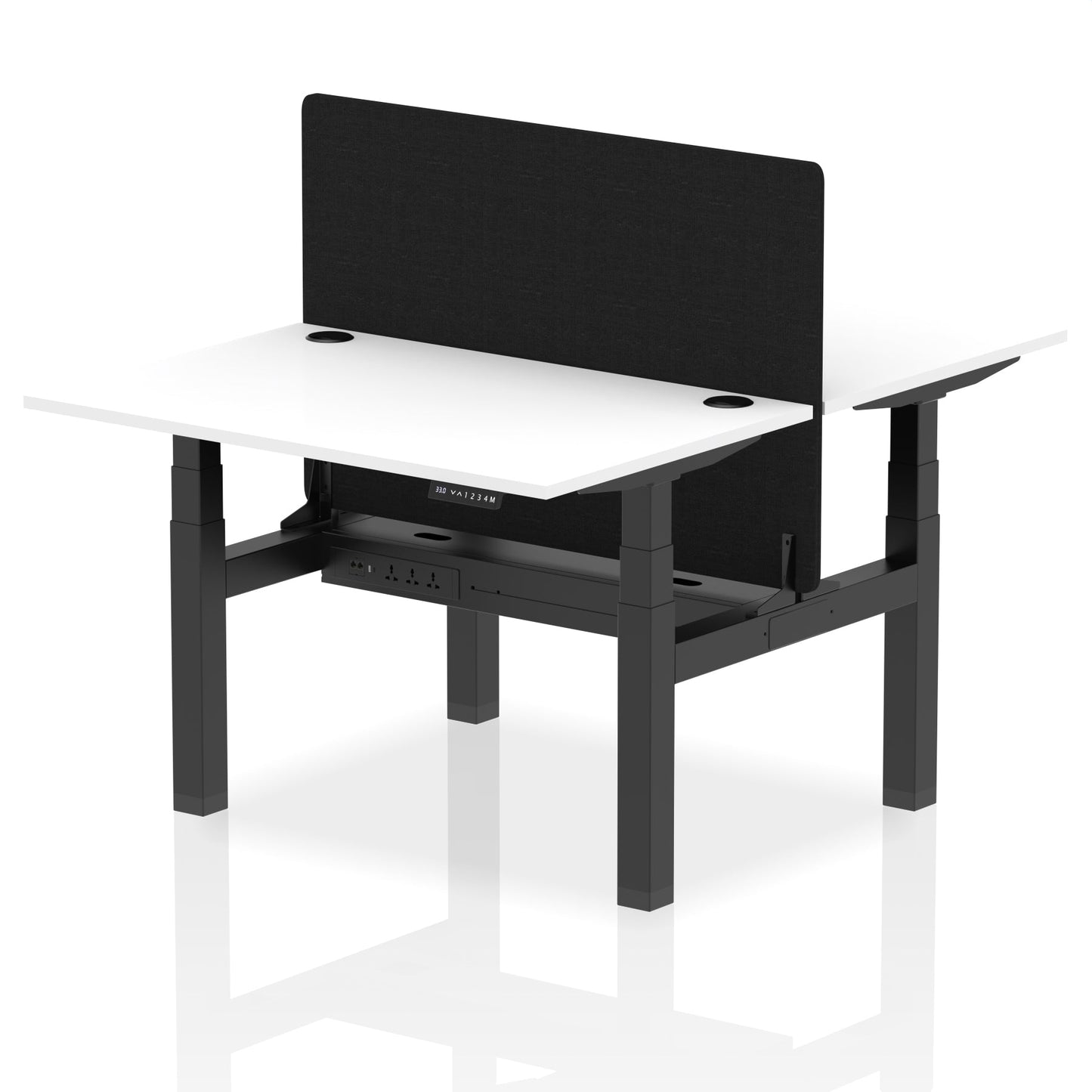 Air Back-to-Back Height Adjustable Bench Desk - 2 Person with Black Straight Screen