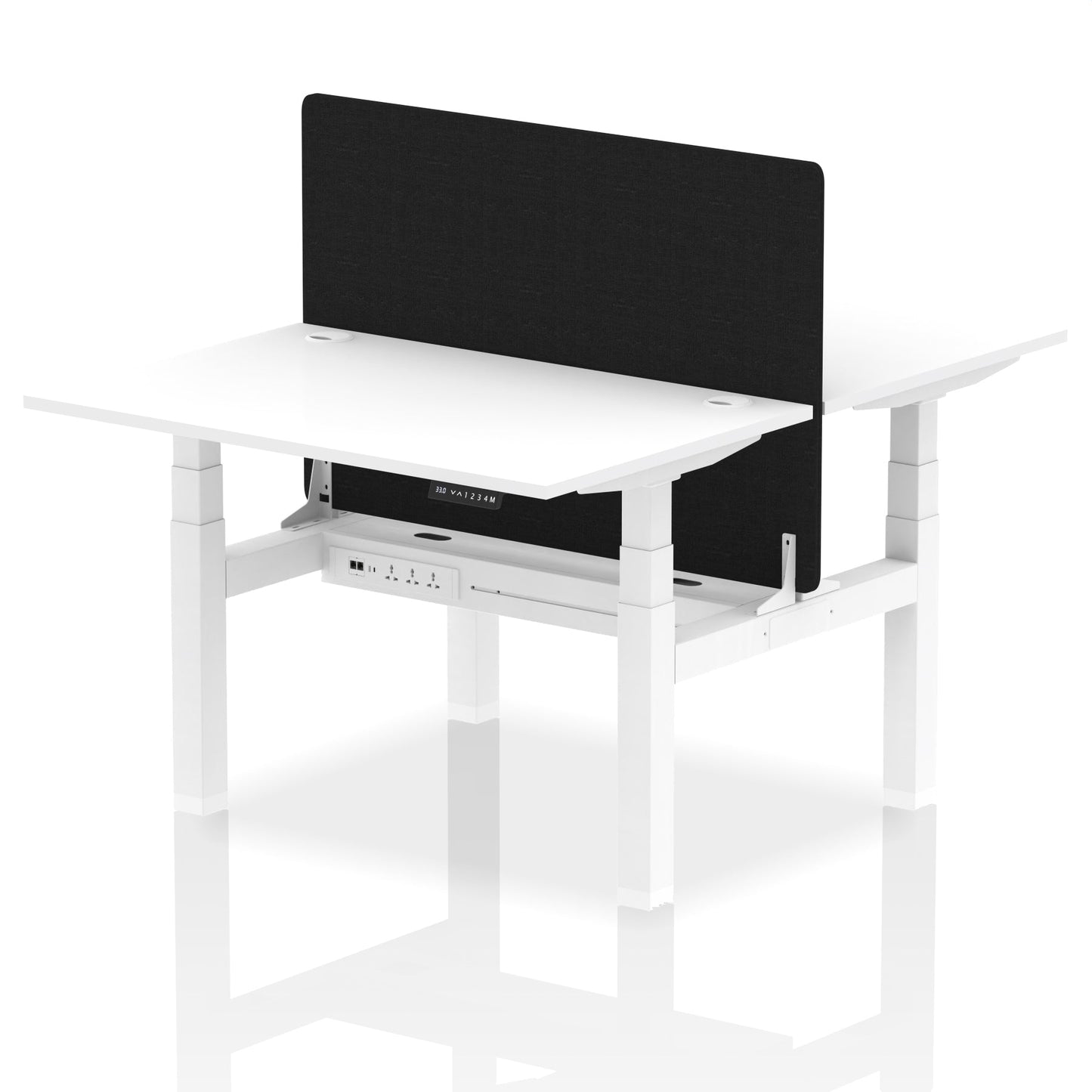 Air Back-to-Back Height Adjustable Bench Desk - 2 Person with Black Straight Screen