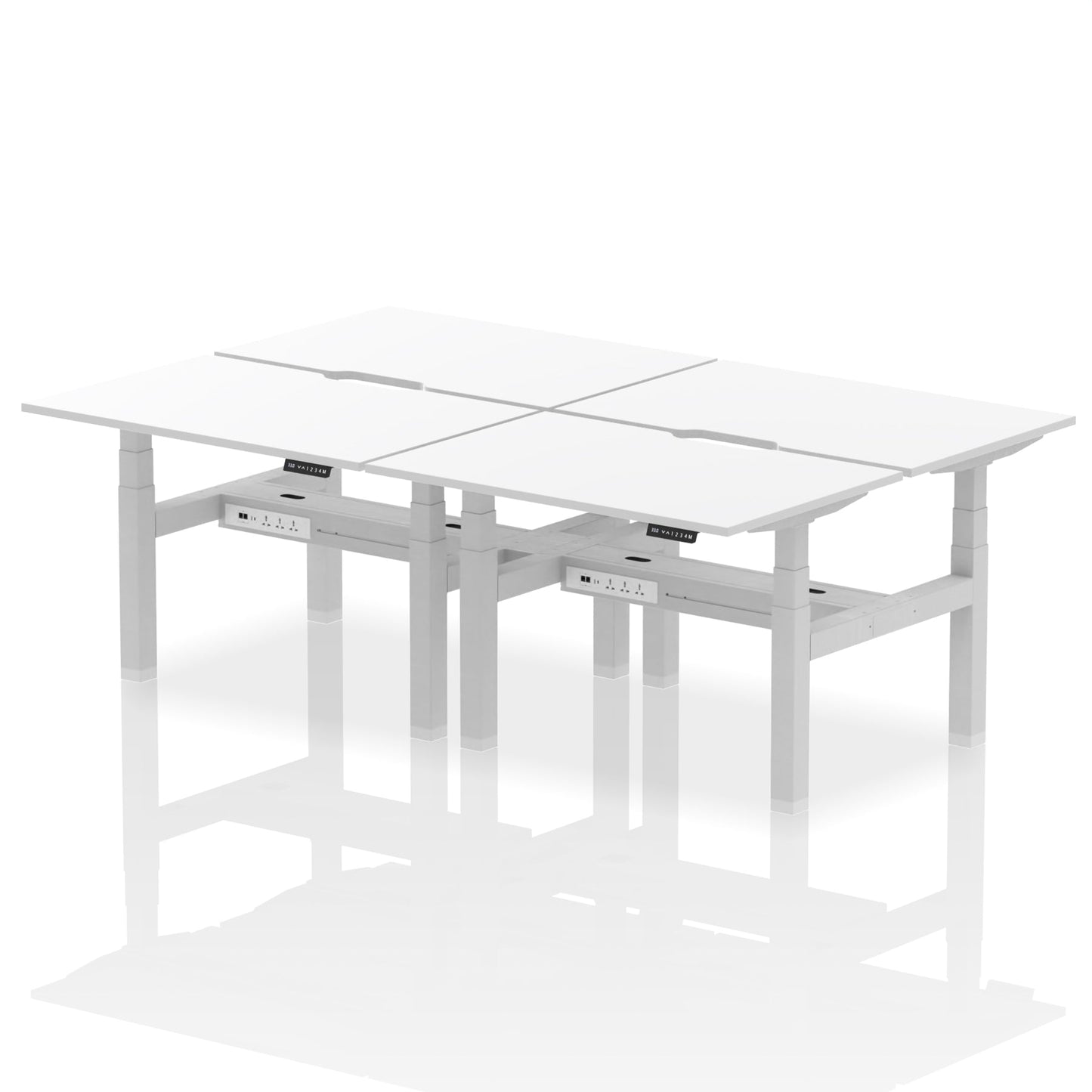 Air Back-to-Back Scalloped Edge Height Adjustable Bench Desk - 4 Person