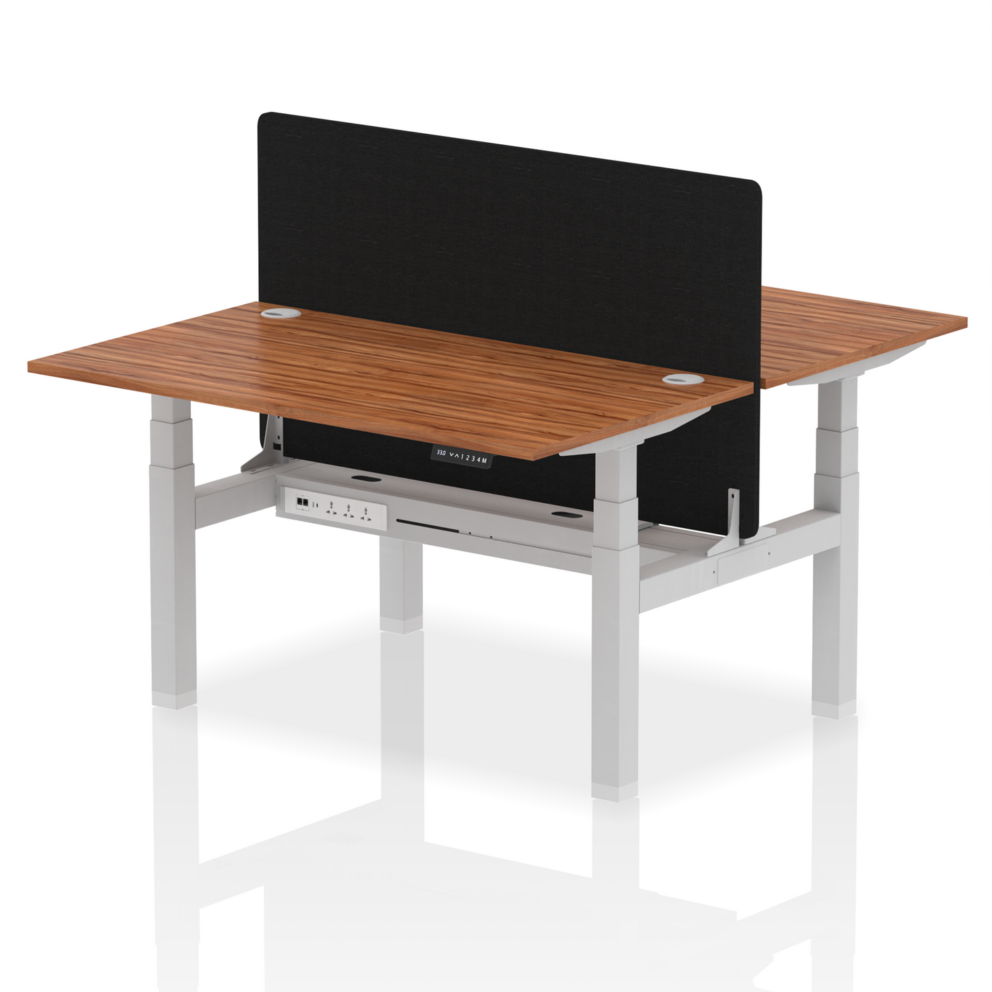 Air Back-to-Back Height Adjustable Bench Desk - 2 Person with Black Straight Screen