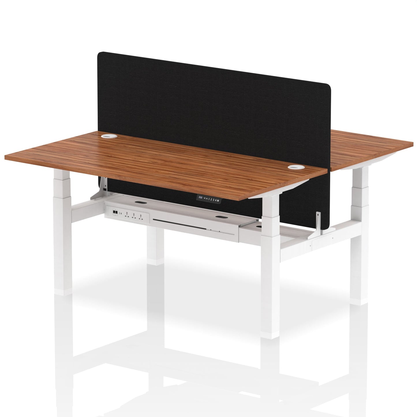 Air Back-to-Back Height Adjustable Bench Desk - 2 Person with Black Straight Screen