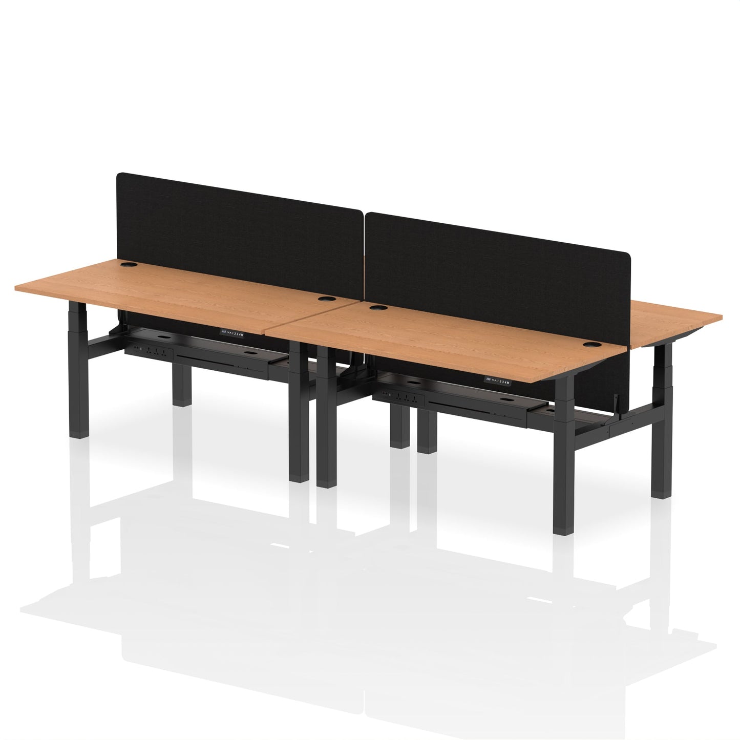 Air Back-to-Back Height Adjustable Bench Desk - 4 Person with Black Straight Screen