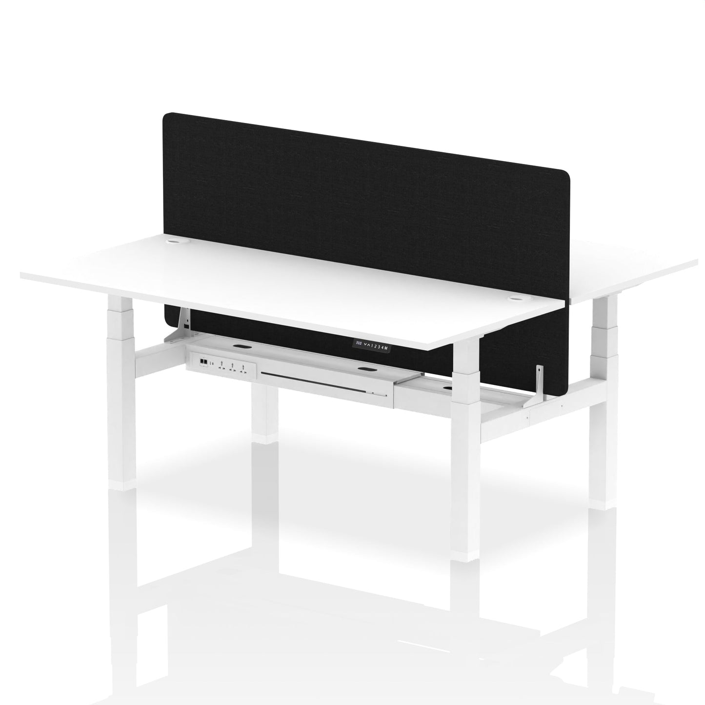 Air Back-to-Back Height Adjustable Bench Desk - 2 Person with Black Straight Screen