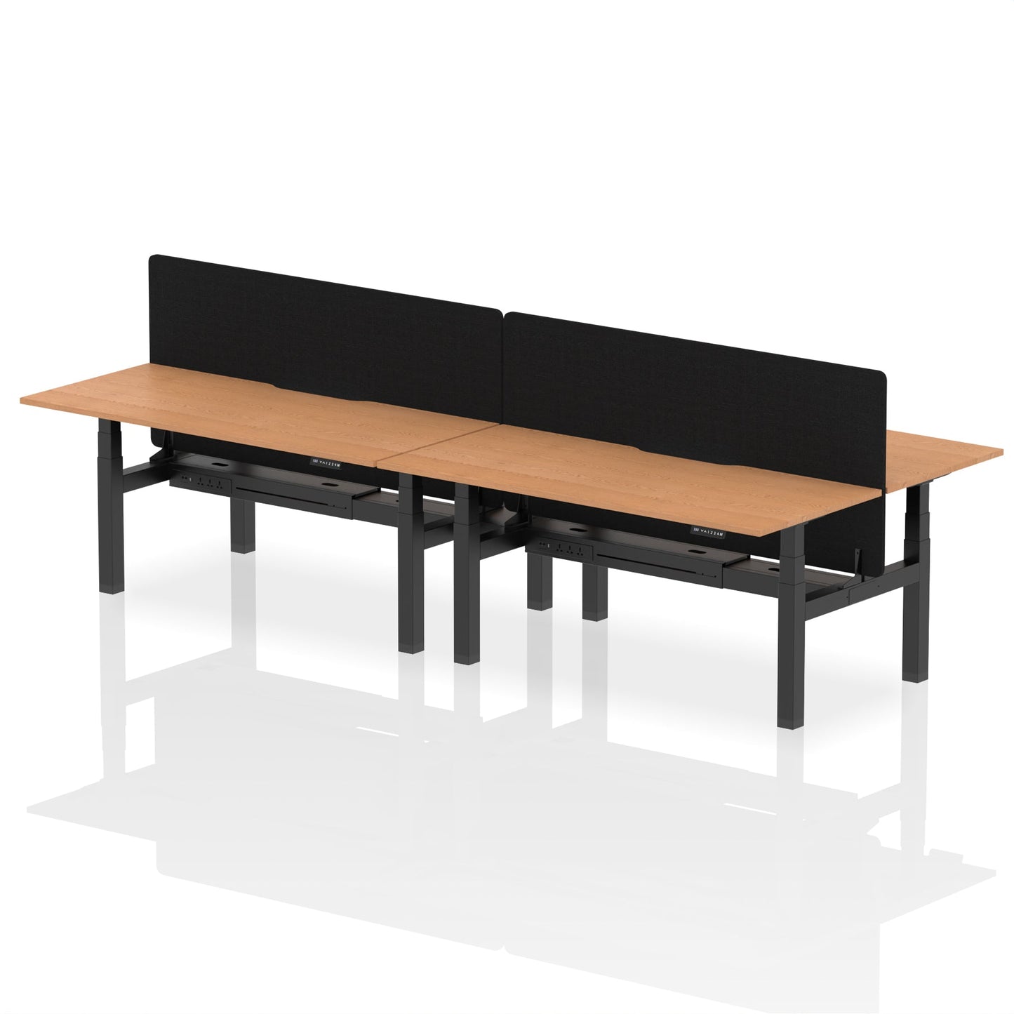 Air Back-to-Back Scalloped Edge Height Adjustable Bench Desk - 4 Person with Black Straight Screen