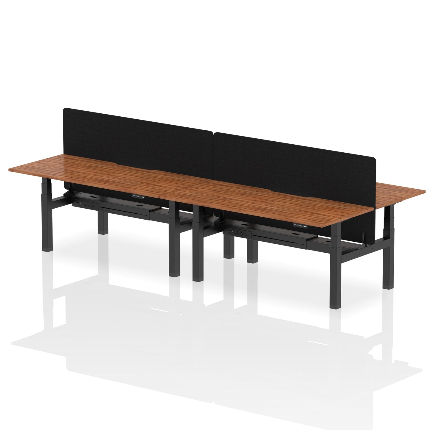 Air Back-to-Back Scalloped Edge Height Adjustable Bench Desk - 4 Person with Black Straight Screen