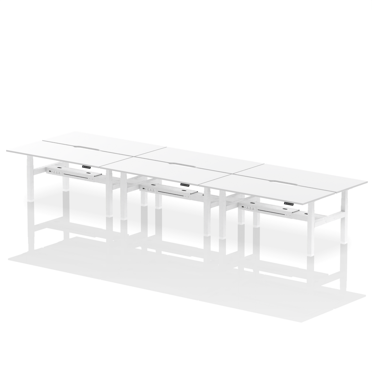 Air Back-to-Back Scalloped Edge Height Adjustable Bench Desk - 6 Person