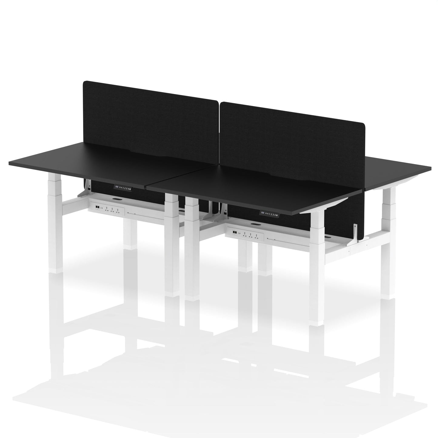 Air Back-to-Back Scalloped Edge Height Adjustable Bench Desk - 4 Person with Black Straight Screen