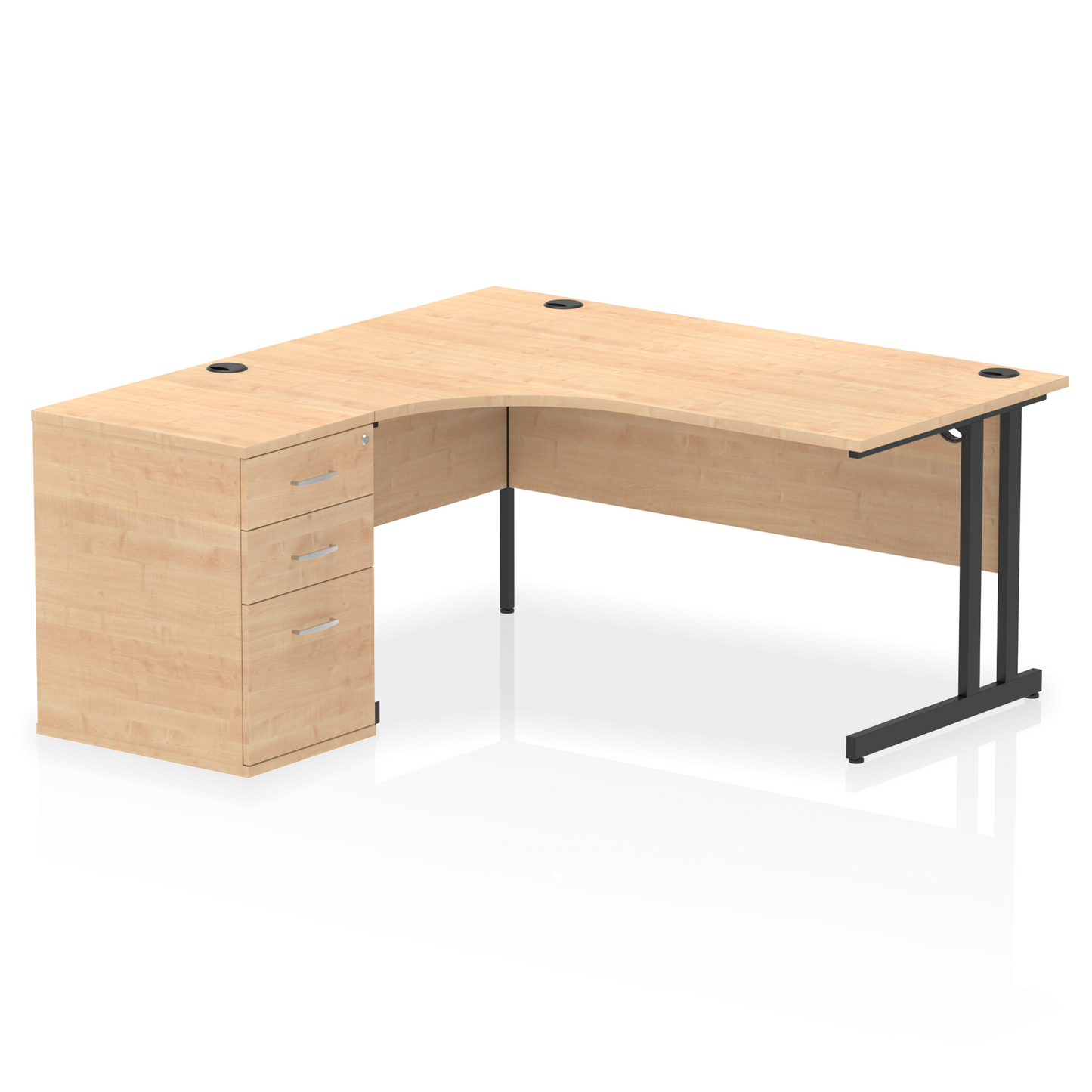 Impulse 1600mm Cantilever Left Crescent Desk Workstation