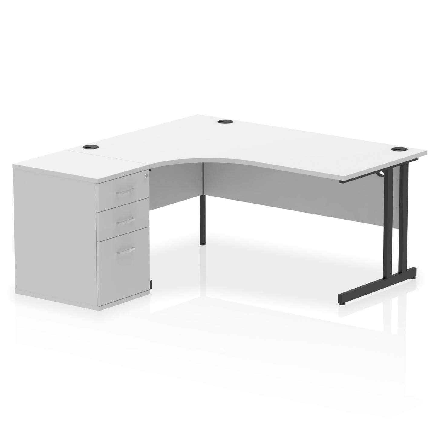 Impulse 1600mm Cantilever Left Crescent Desk Workstation