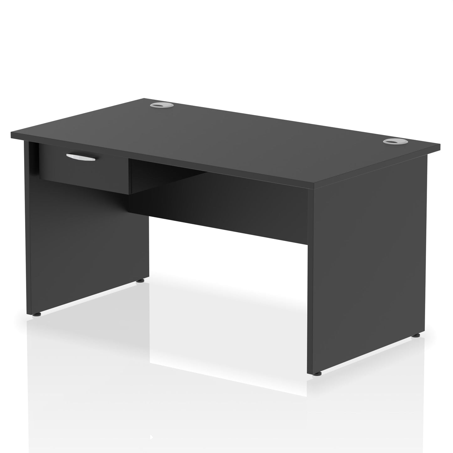 Impulse Panel End Straight Desk Frame With Single One Drawer Fixed Pedestal