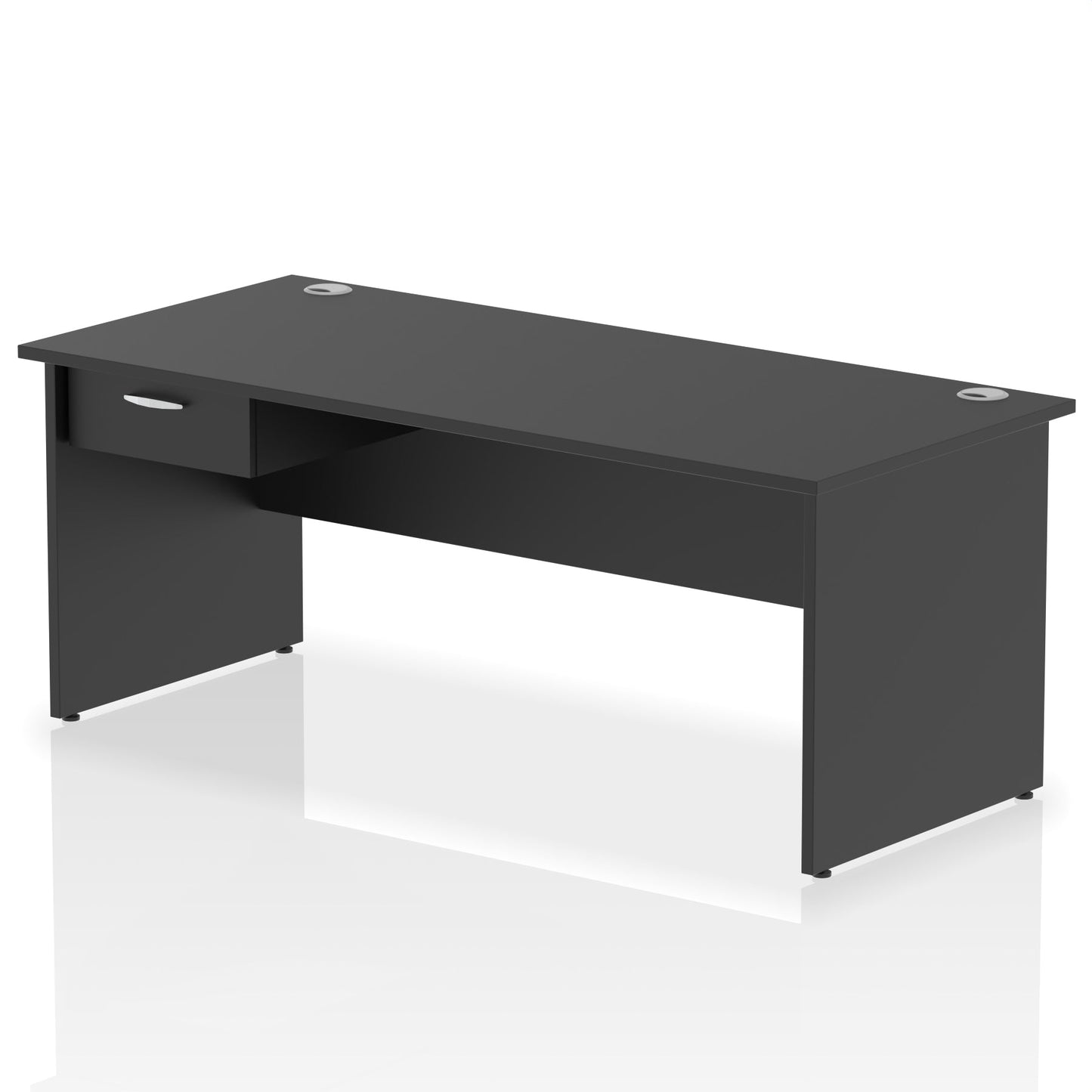 Impulse Panel End Straight Desk Frame With Single One Drawer Fixed Pedestal