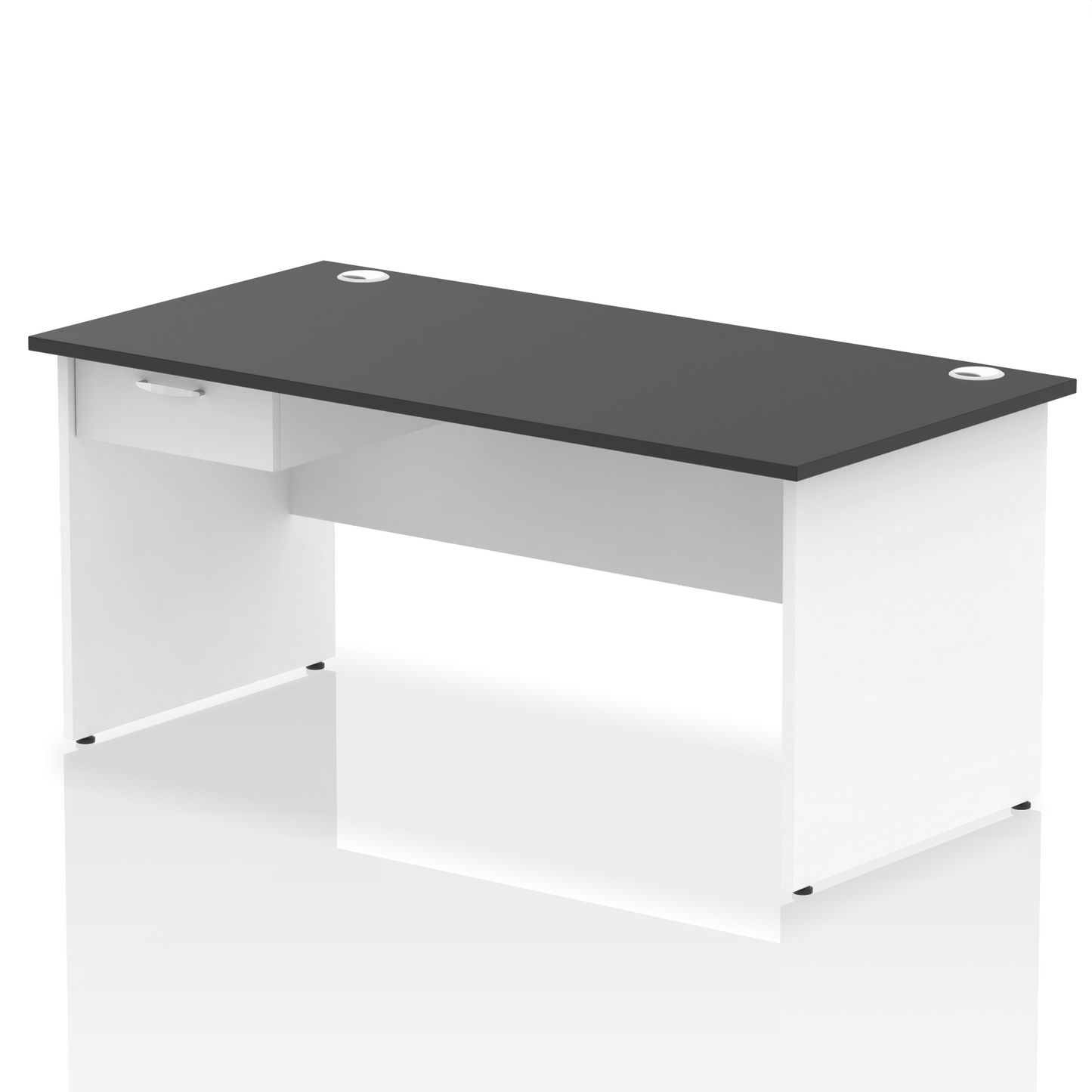 Impulse Panel End Straight Desk Frame With Single One Drawer Fixed Pedestal