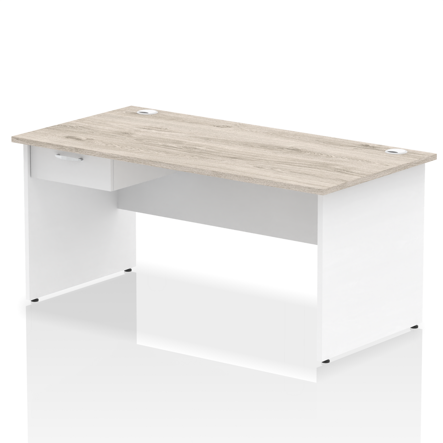 Impulse Panel End Straight Desk Frame With Single One Drawer Fixed Pedestal