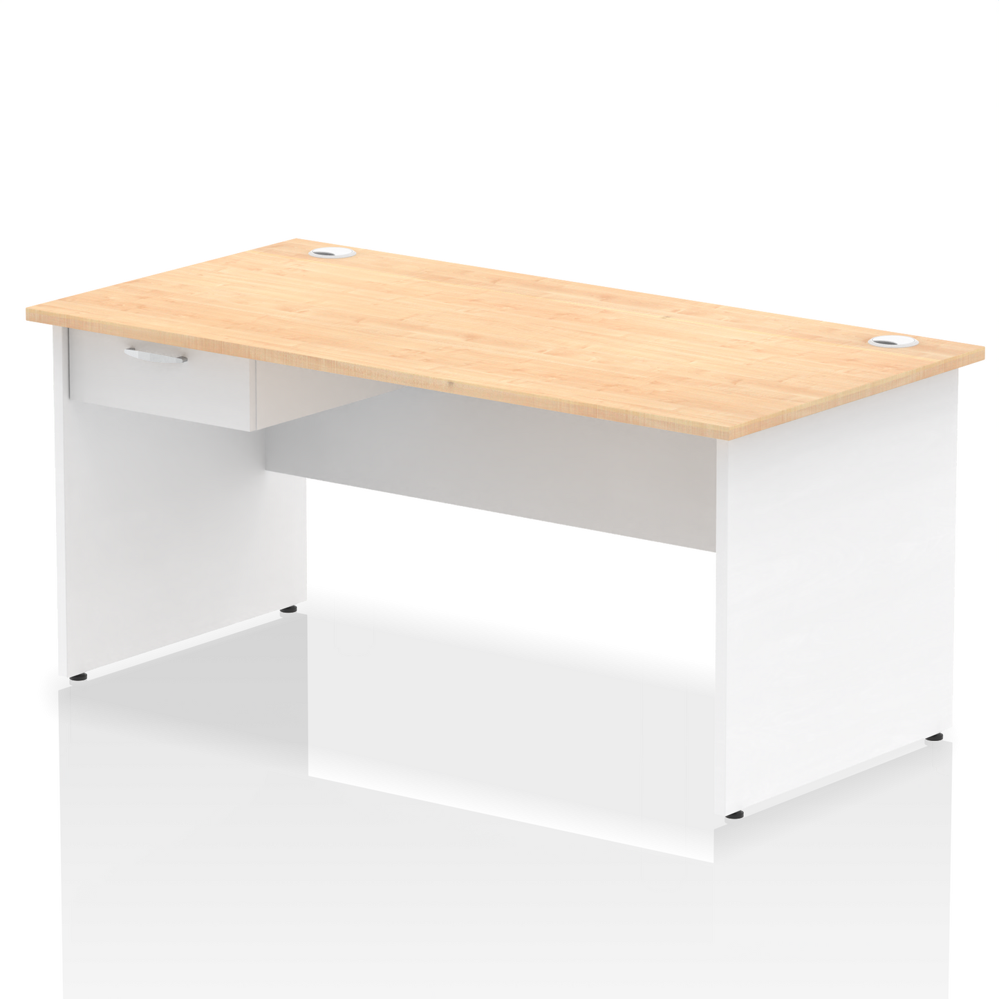 Impulse Panel End Straight Desk Frame With Single One Drawer Fixed Pedestal