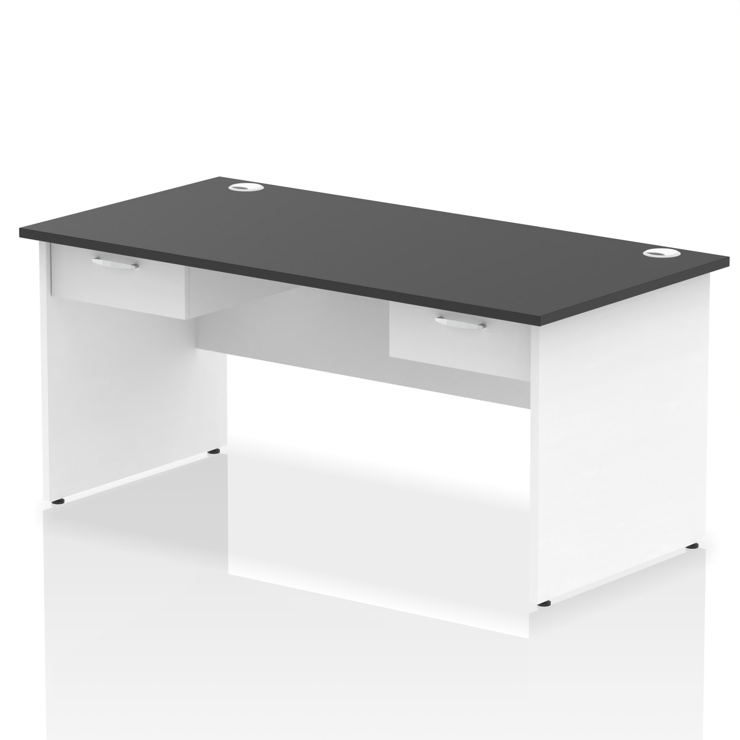 Impulse Panel End Straight Desk Frame With Two One Drawer Fixed Pedestals