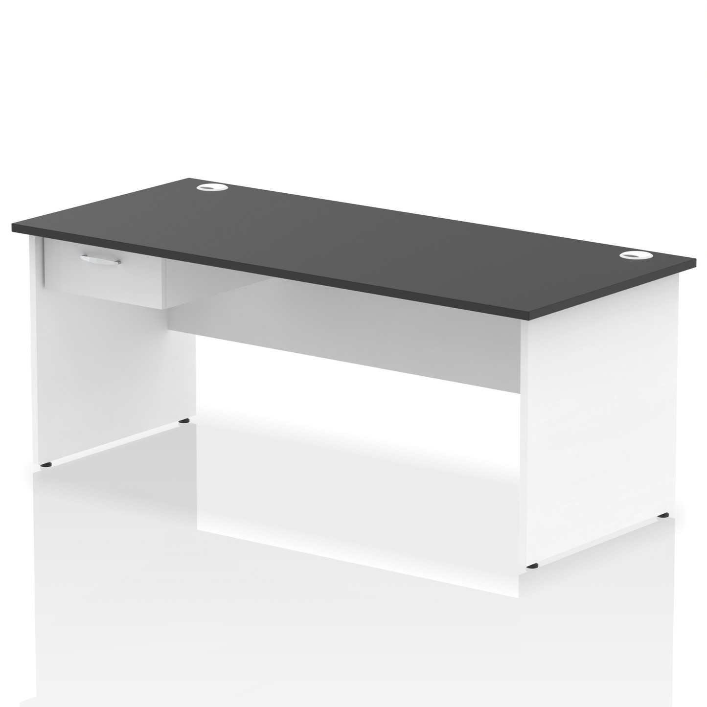 Impulse Panel End Straight Desk Frame With Single One Drawer Fixed Pedestal