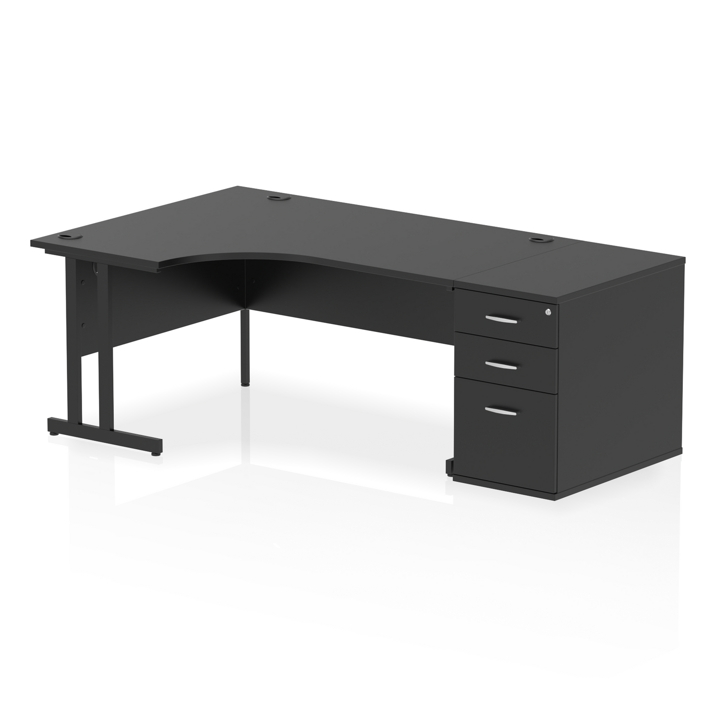 Impulse 1600mm Cantilever Left Crescent Desk Workstation