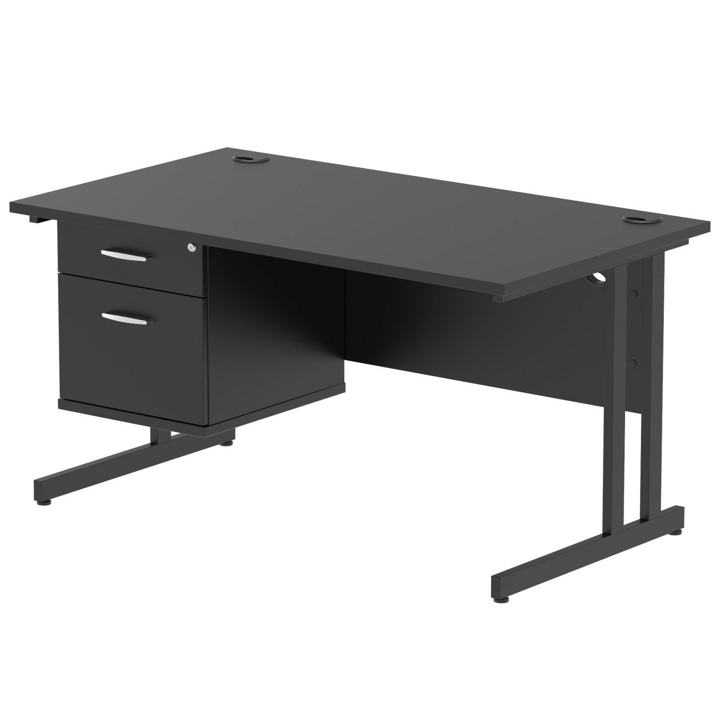 Impulse 1400mm Cantilever Straight Desk With Single Fixed Pedestal