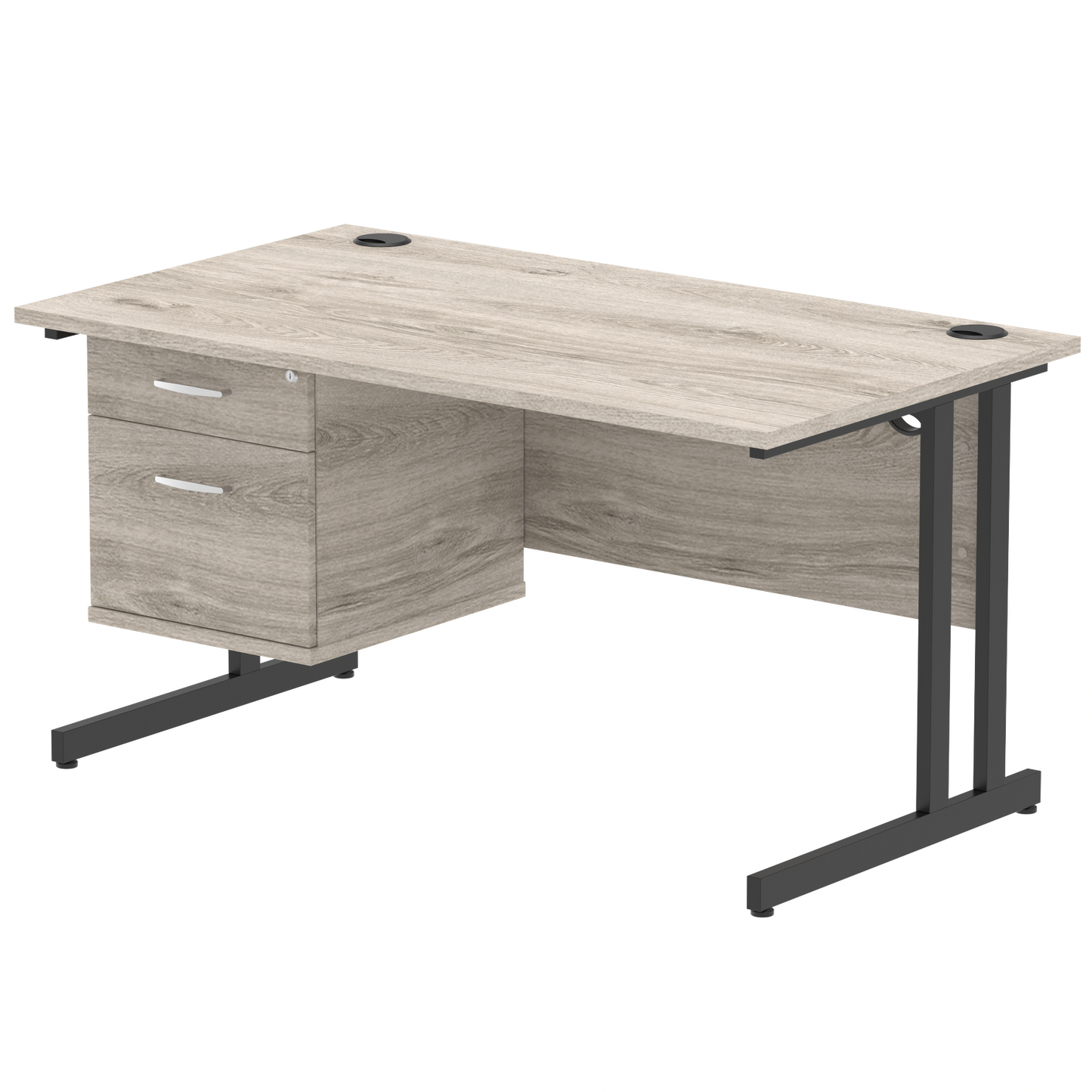 Impulse 1400mm Cantilever Straight Desk With Single Fixed Pedestal