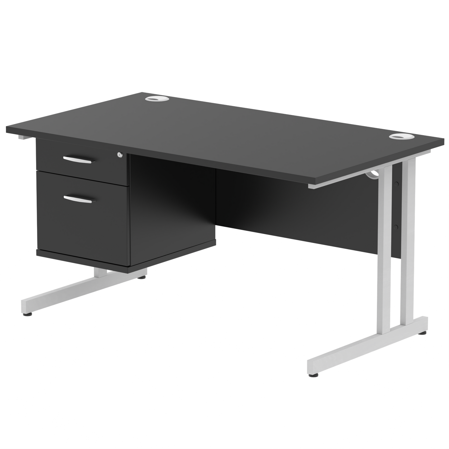 Impulse 1400mm Cantilever Straight Desk With Single Fixed Pedestal