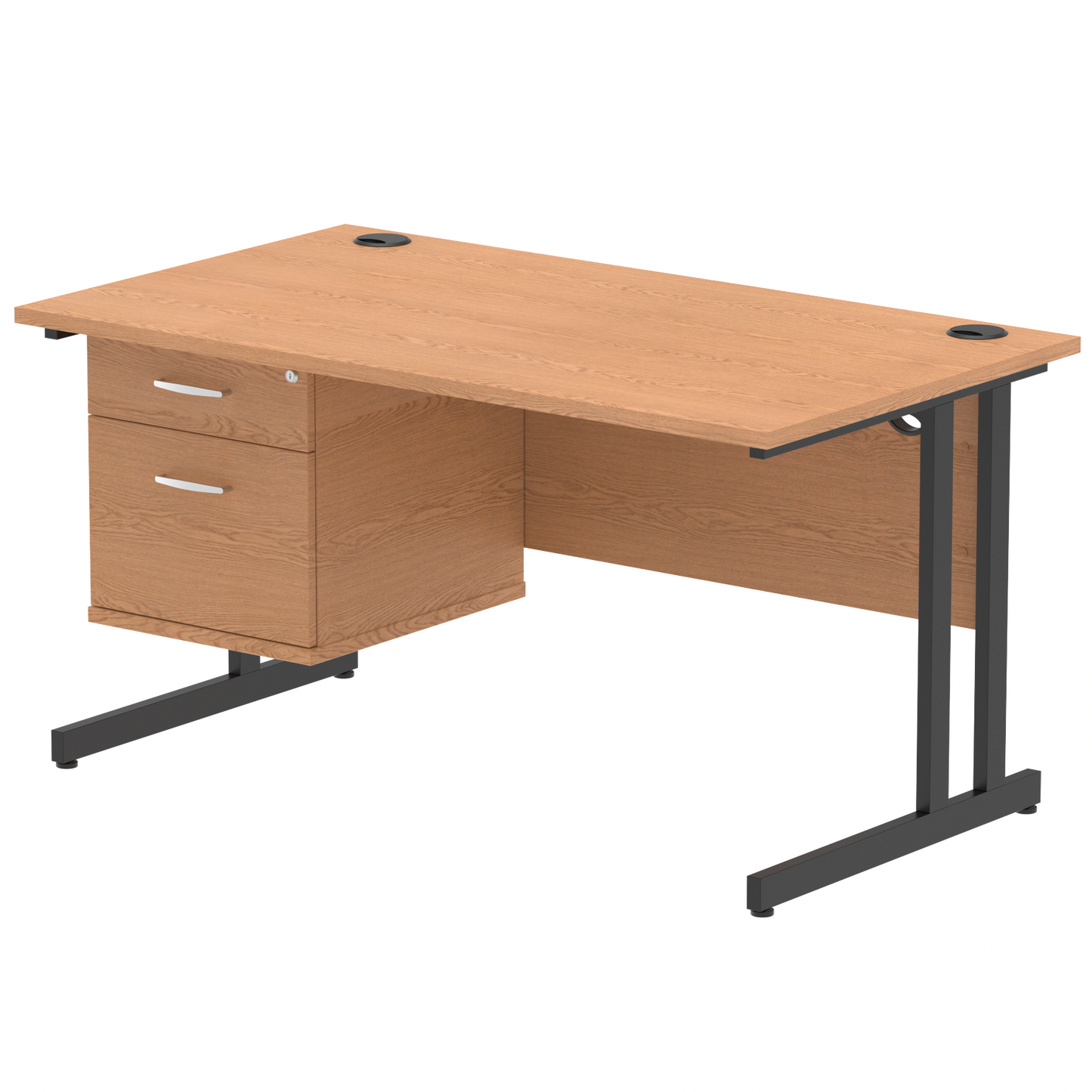 Impulse 1400mm Cantilever Straight Desk With Single Fixed Pedestal