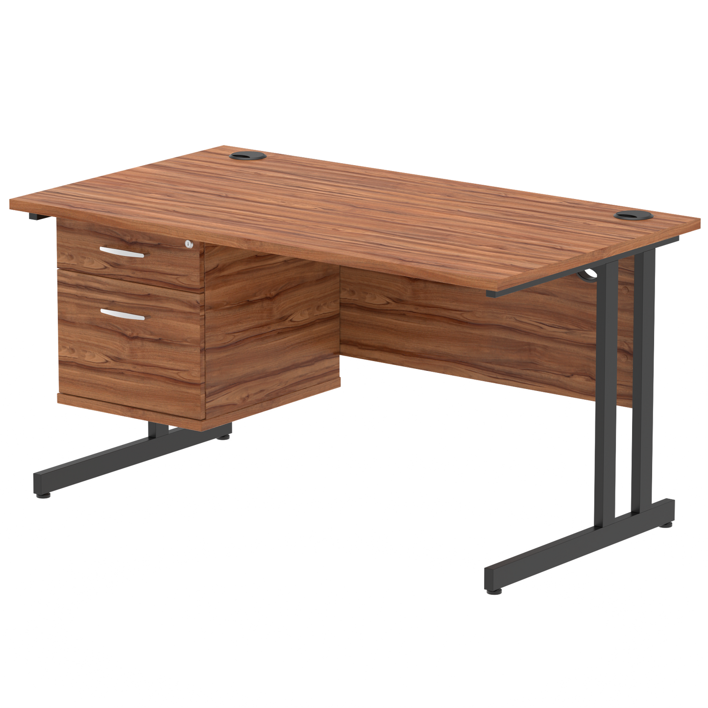 Impulse 1400mm Cantilever Straight Desk With Single Fixed Pedestal