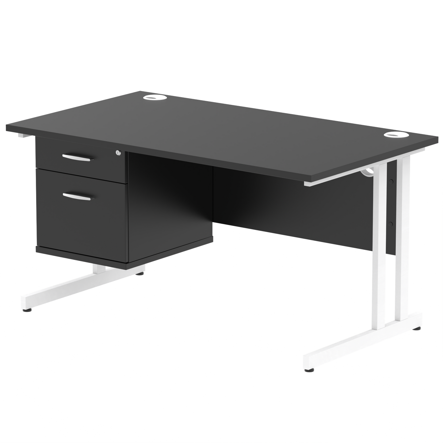 Impulse 1400mm Cantilever Straight Desk With Single Fixed Pedestal