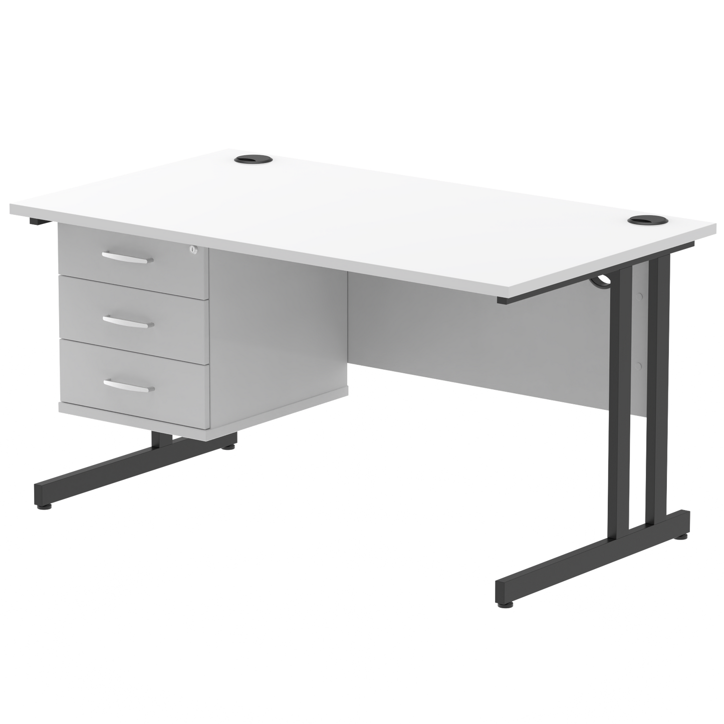 Impulse 1400mm Cantilever Straight Desk With Single Fixed Pedestal