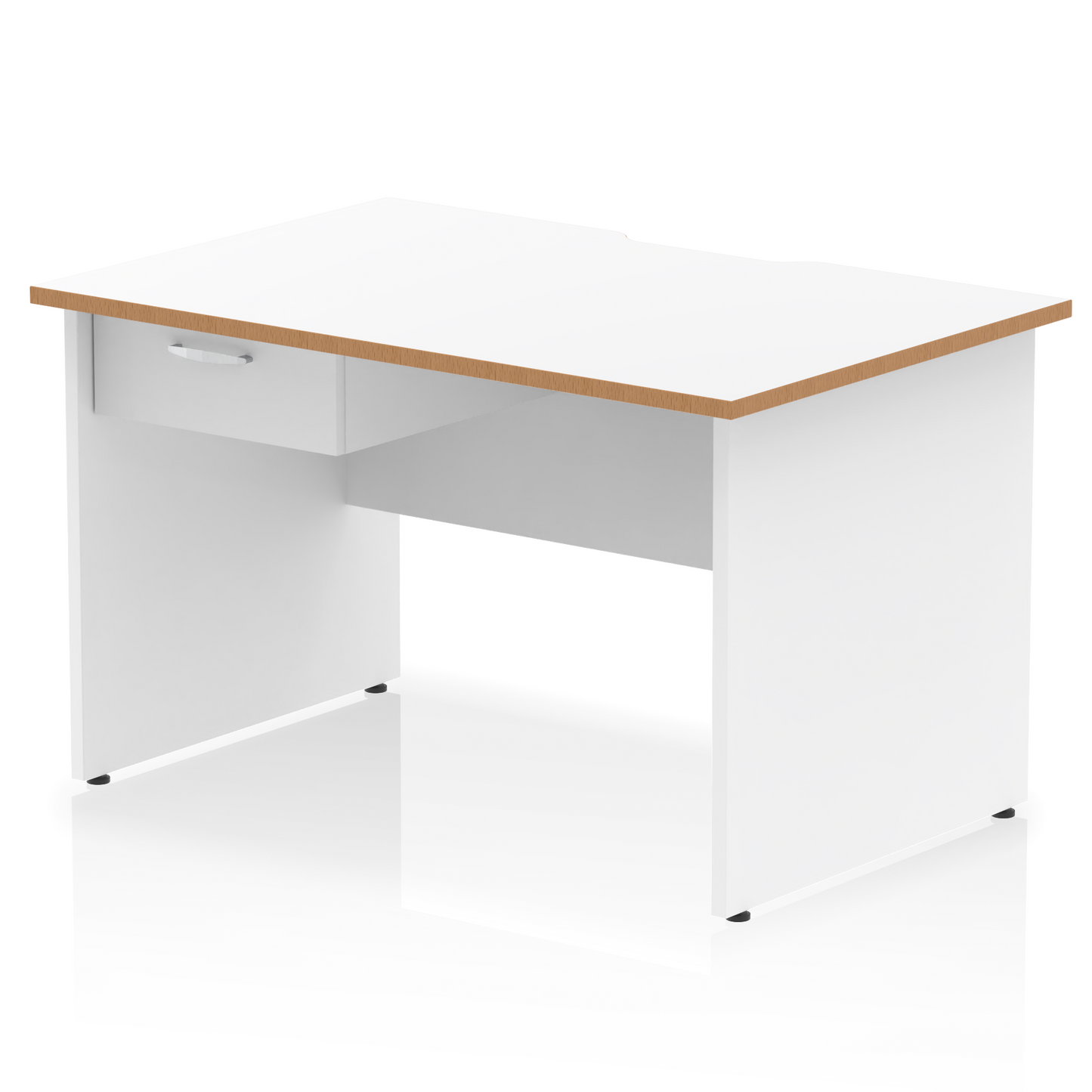 Impulse Scalloped Edge Panel End Straight Desk Frame With Single One Drawer Fixed Pedestal