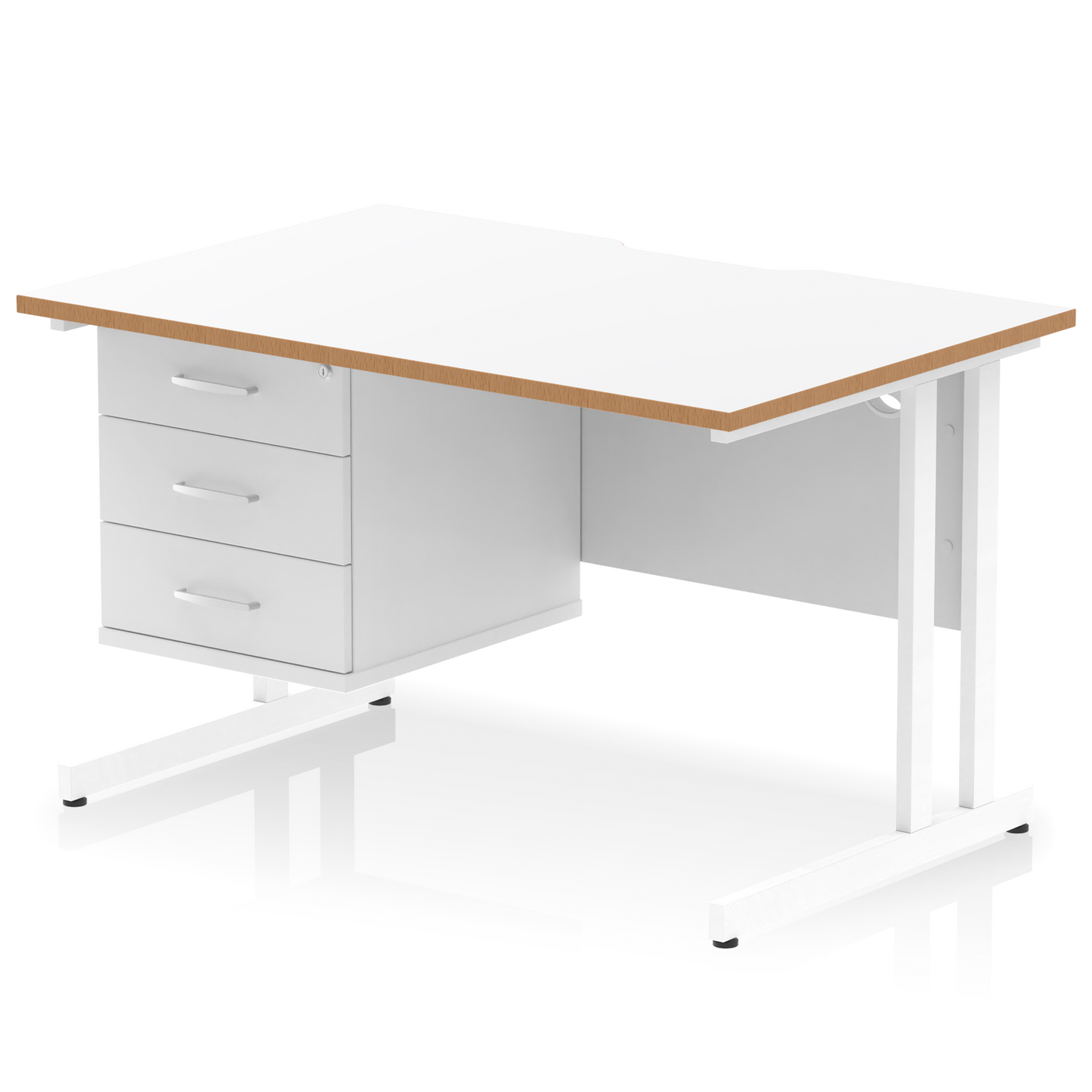 Impulse Scalloped Edge 1200mm Cantilever Straight Desk With Single Fixed Pedestal