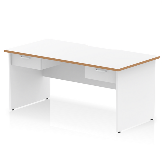 Impulse Scalloped Edge Panel End Straight Desk Frame With Two One Drawer Fixed Pedestals