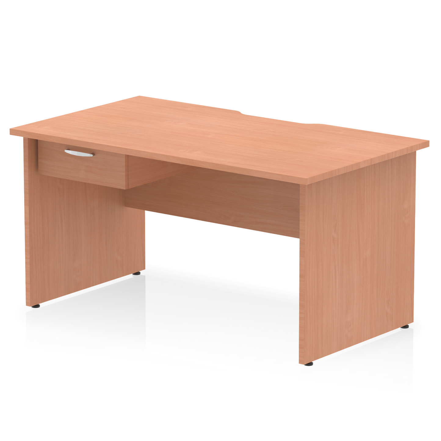 Impulse Scalloped Edge Panel End Straight Desk Frame With Single One Drawer Fixed Pedestal